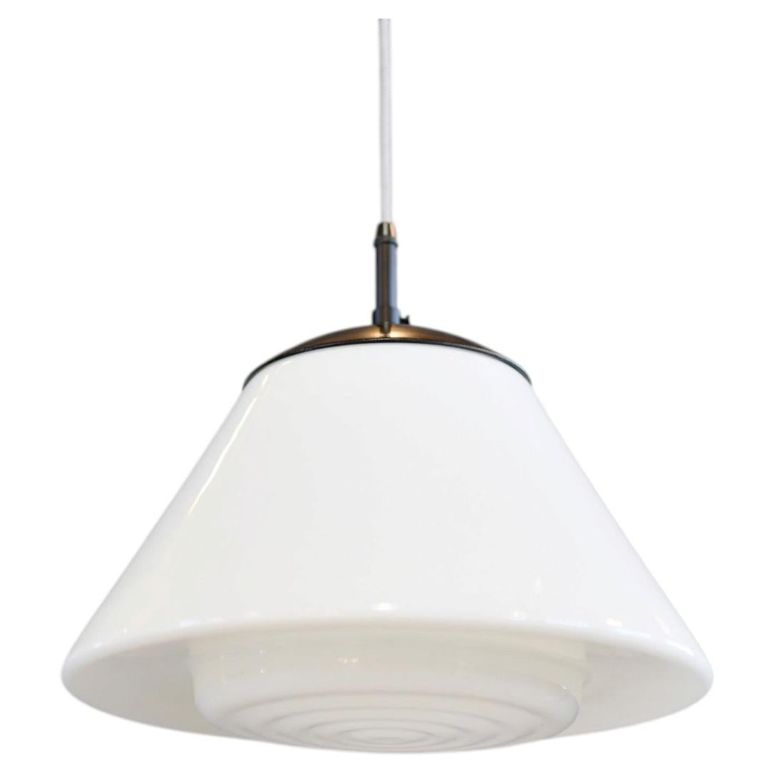 Mithras Opaline Glass Pendant Light By August Walter &amp; Sohne Circa 1930s For Sale