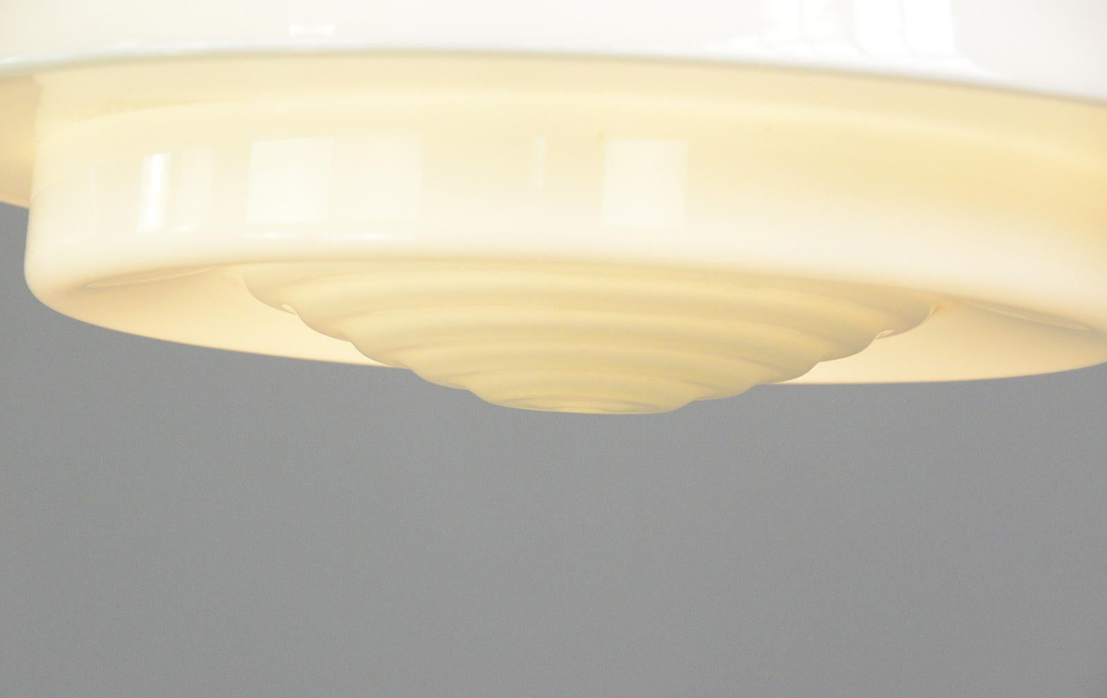 German Mithras Opaline Glass Pendant Lights by August Walter & Sohne