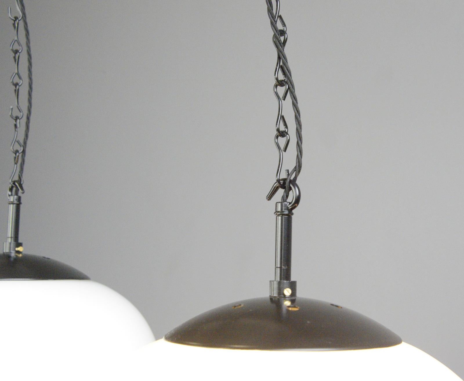 Mid-20th Century Mithras Opaline Glass Pendant Lights by August Walter & Sohne