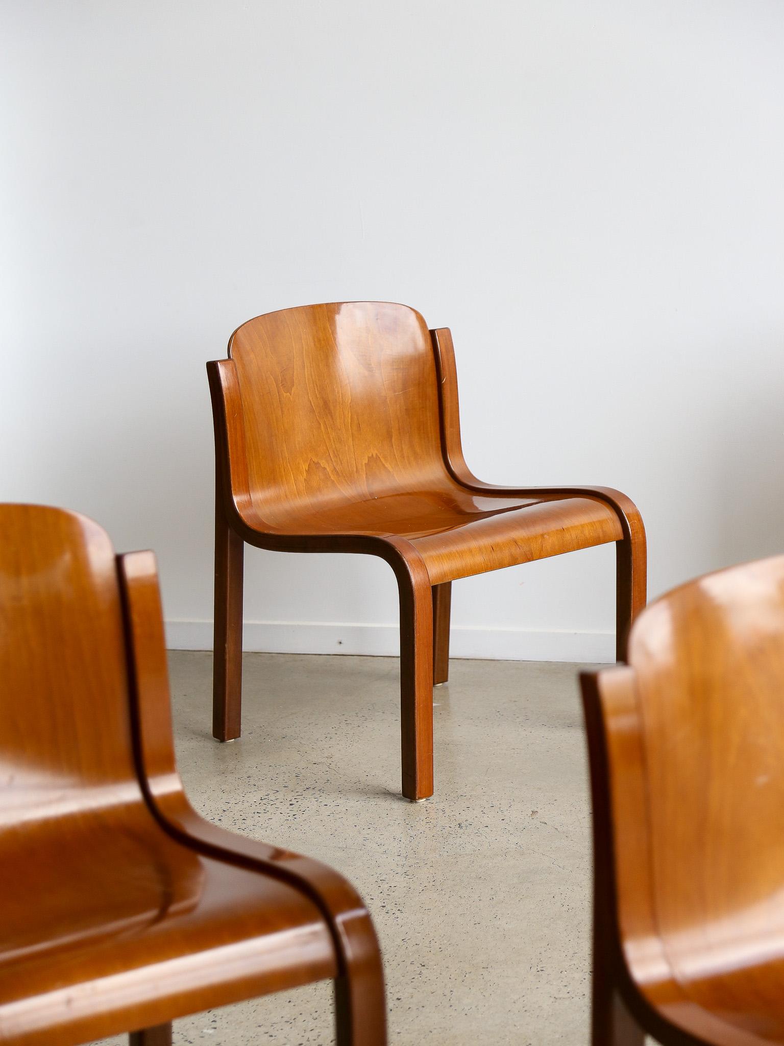 Italian Mito Chairs by Carlo Bartoli for Tisettanta Set of Four For Sale