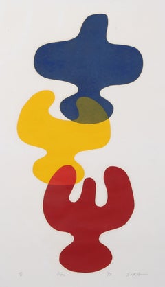 Three Birds, Modern Woodcut by Mitsuaki Sora