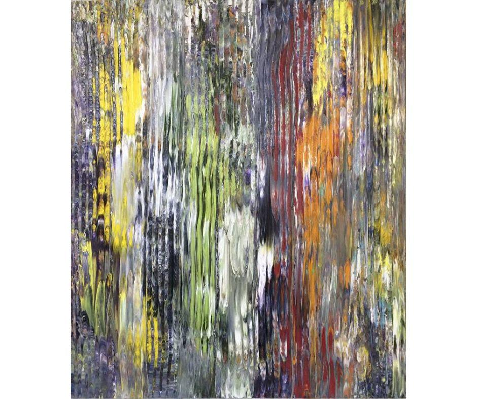 Mitsumasa Kadota’s 色彩の畝 4 (Furrows of Color 4) is an evocative work that embodies his mastery of color, texture, and movement. Created in 2016, this piece belongs to his series exploring the rhythm of color through the materiality of paint, using