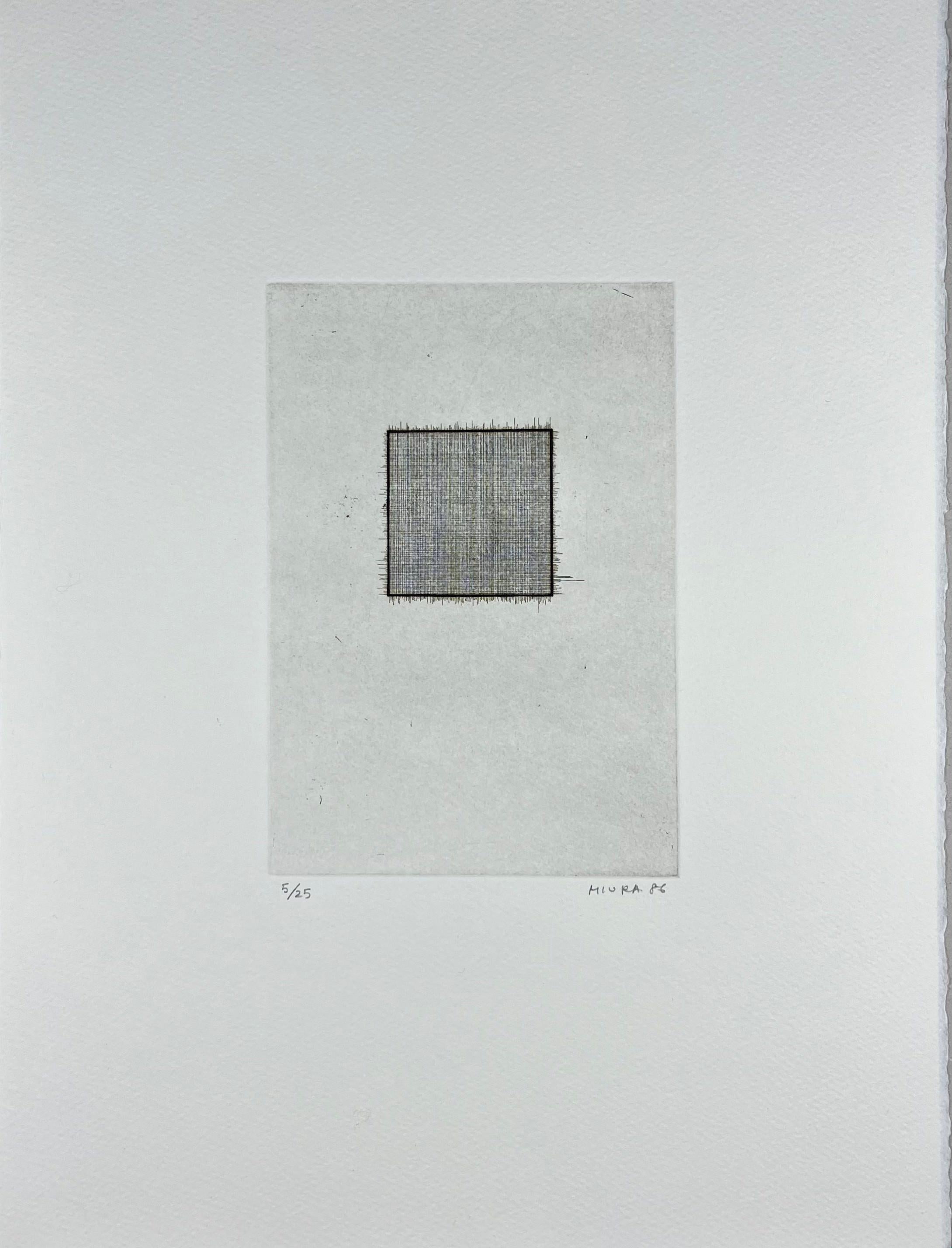 Mitsuo Miura Abstract Print – Japan 1986 signierter Original-Kunstdruck Radierung in limitierter Auflage  15x11 Zoll.