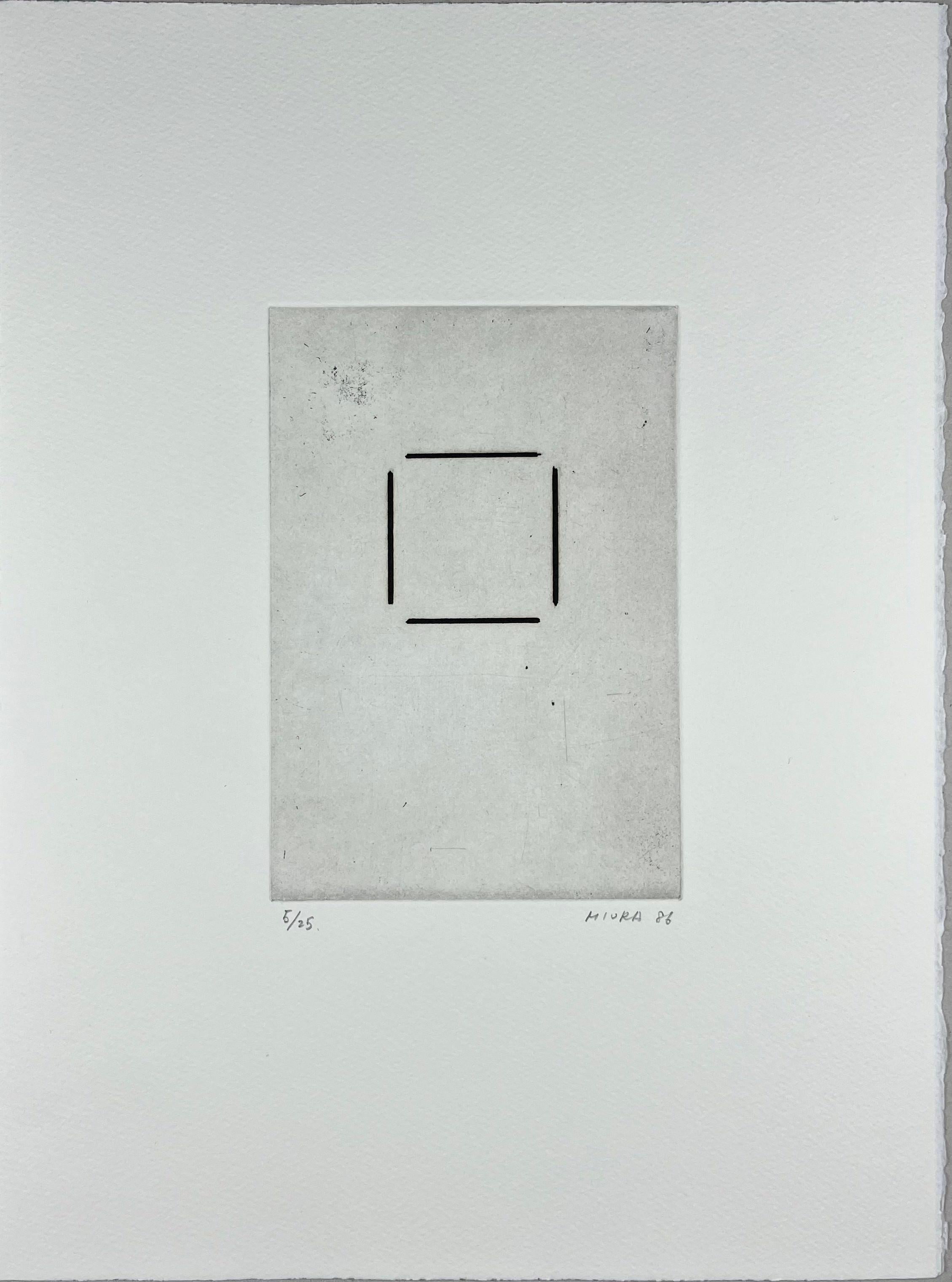 Mitsuo Miura Abstract Print – Japanisch 1986 signiert limitierte Auflage Original-Kunstdruck Radierung  15x11 Zoll.
