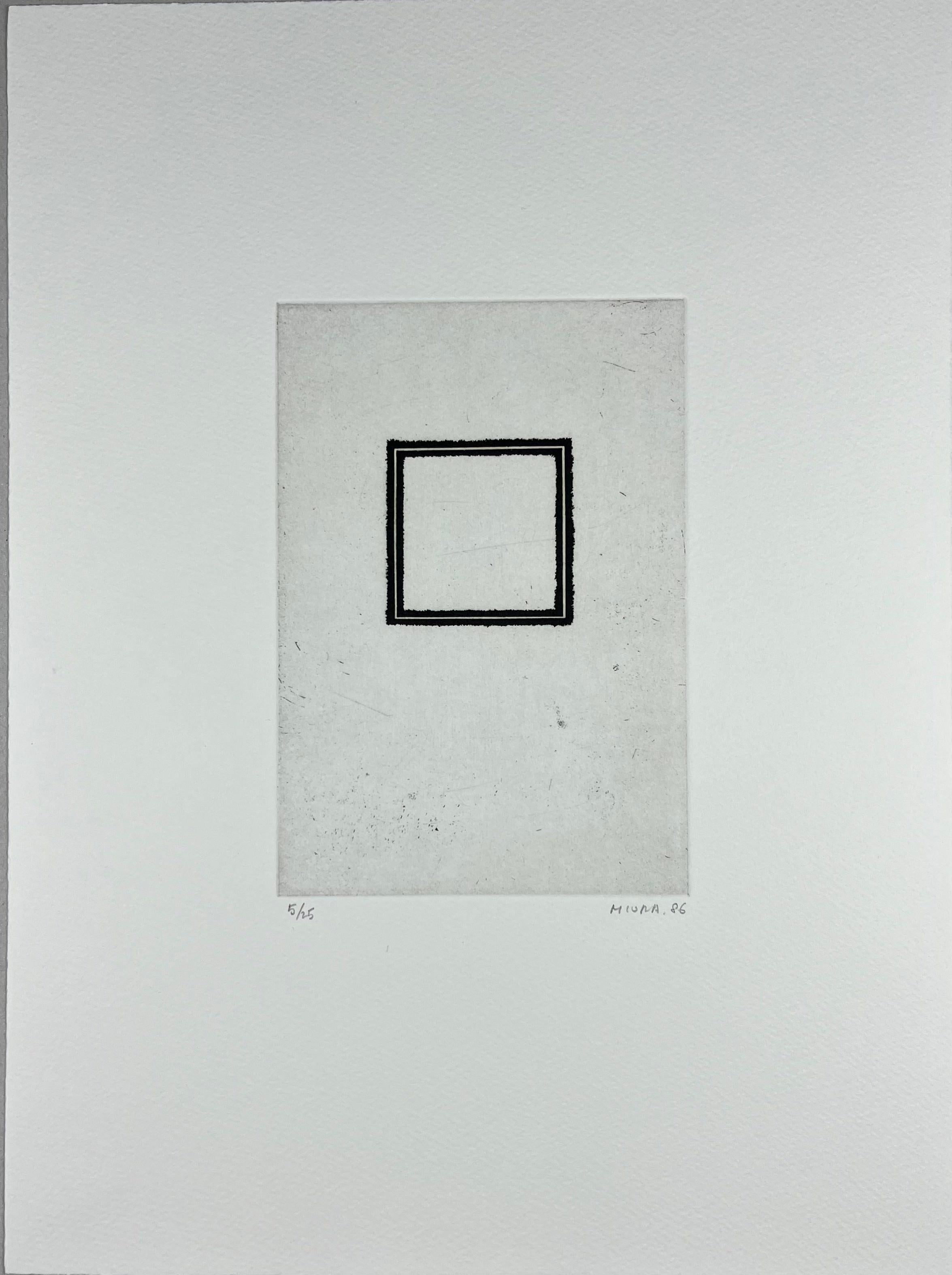 Mitsuo Miura Abstract Print - Japanese 1986 signed limited edition original art print etching  15x11 in.