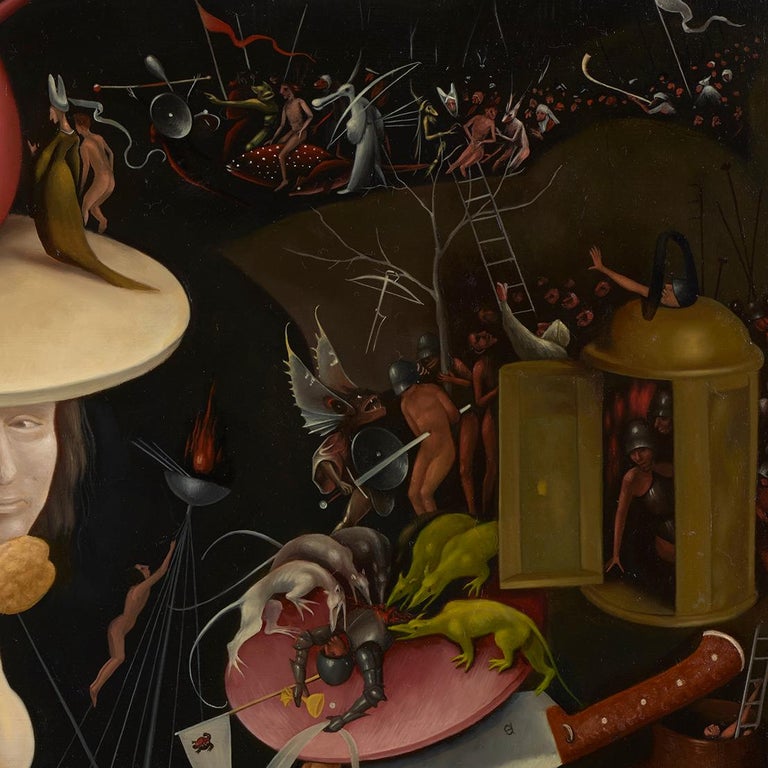 Mitsuru Watanabe, Naoko Visiting Bosch's Hell - Surrealist Painting by Mitsuru Watanabe