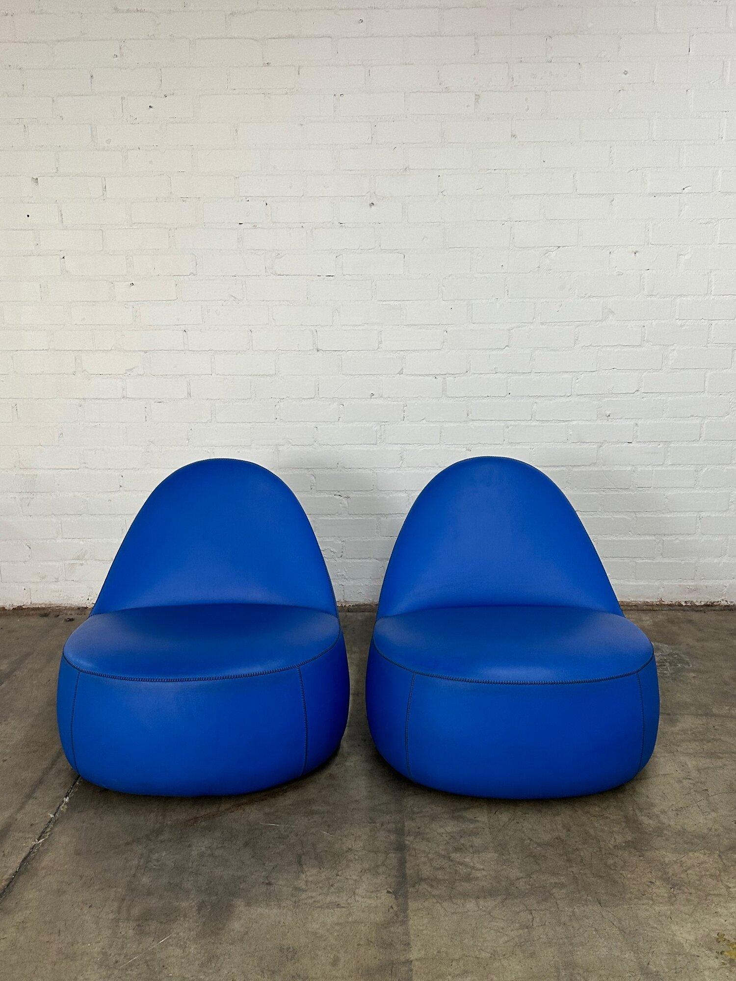Modern Mitt Lounge Chairs in Blue with Yellow Accents by Claudia + Harry Washington, Be For Sale