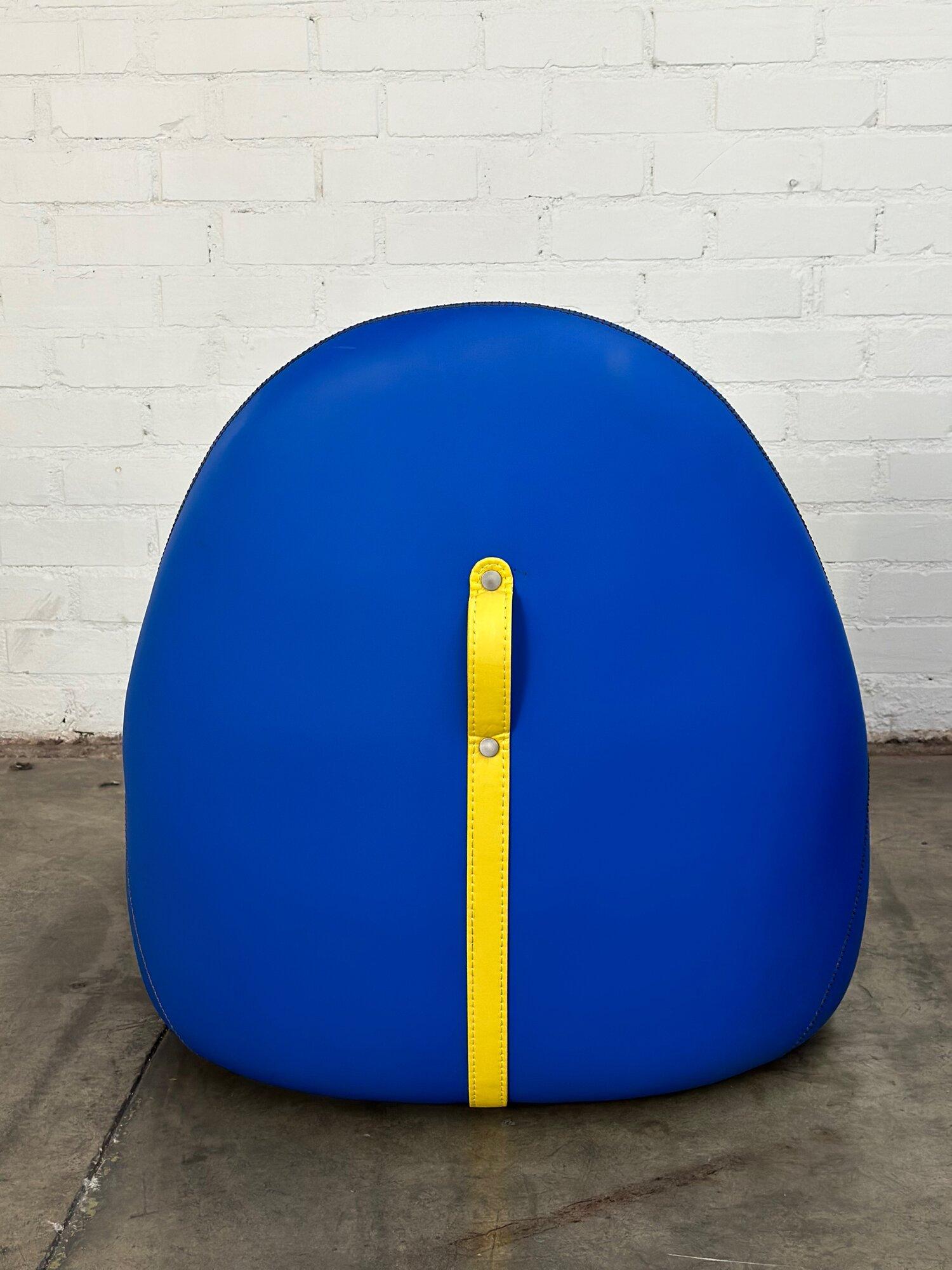 Mitt Lounge Chairs in Blue with Yellow Accents by Claudia + Harry Washington, Be In Good Condition For Sale In Los Angeles, CA