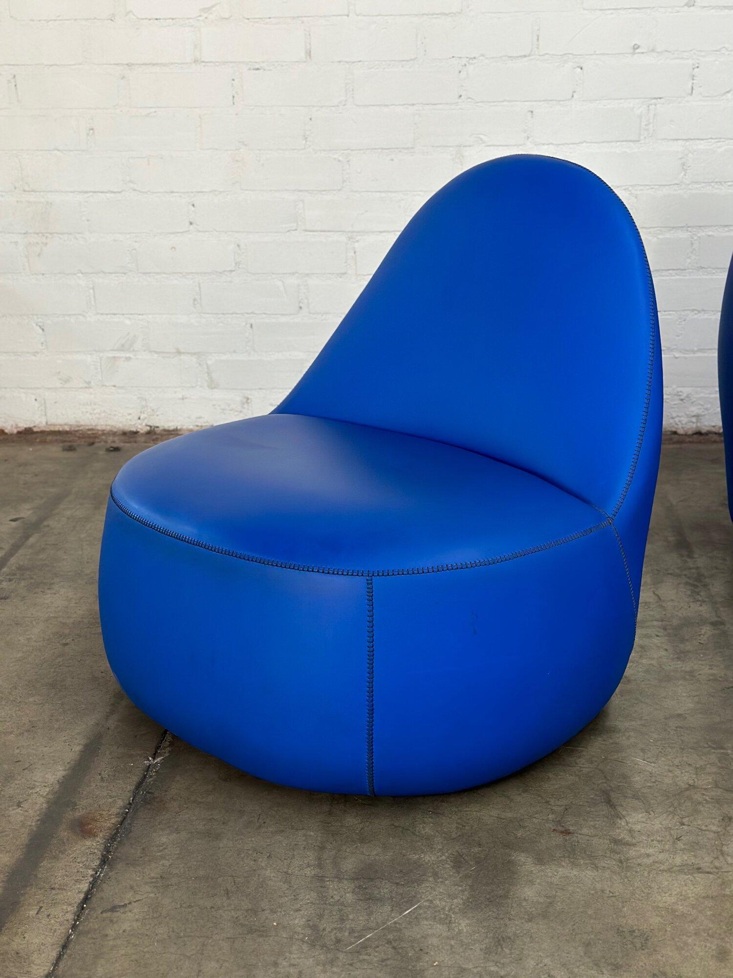 Contemporary Mitt Lounge Chairs in Blue with Yellow Accents by Claudia + Harry Washington, Be For Sale