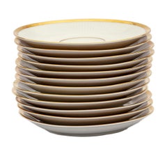 Mitterteich Eternal White/Gold Bavarian Teacups & Saucers; Set of 6