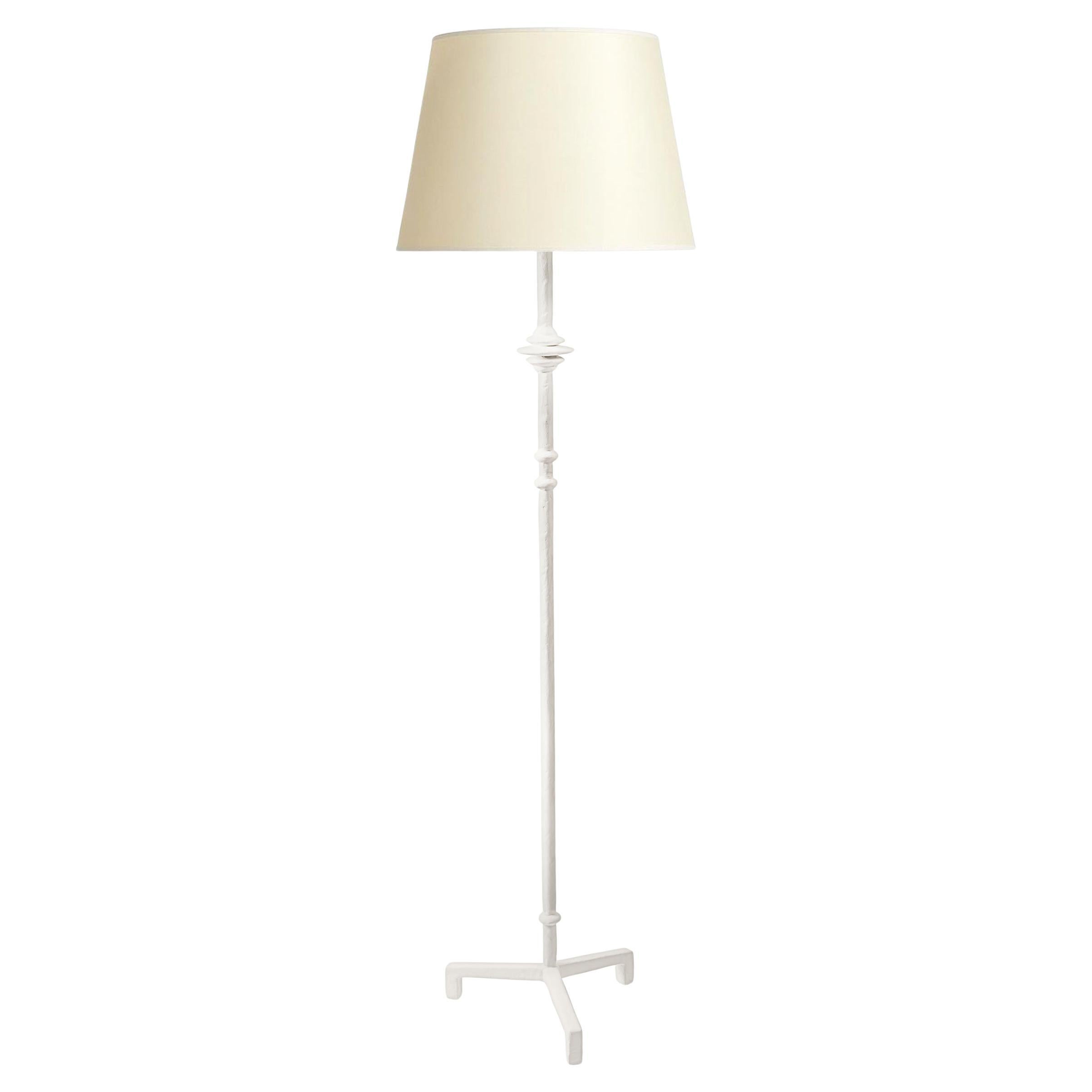 "Mittis" Sculptural Floor Lamp in White Plaster - Handcrafted, Minimalist