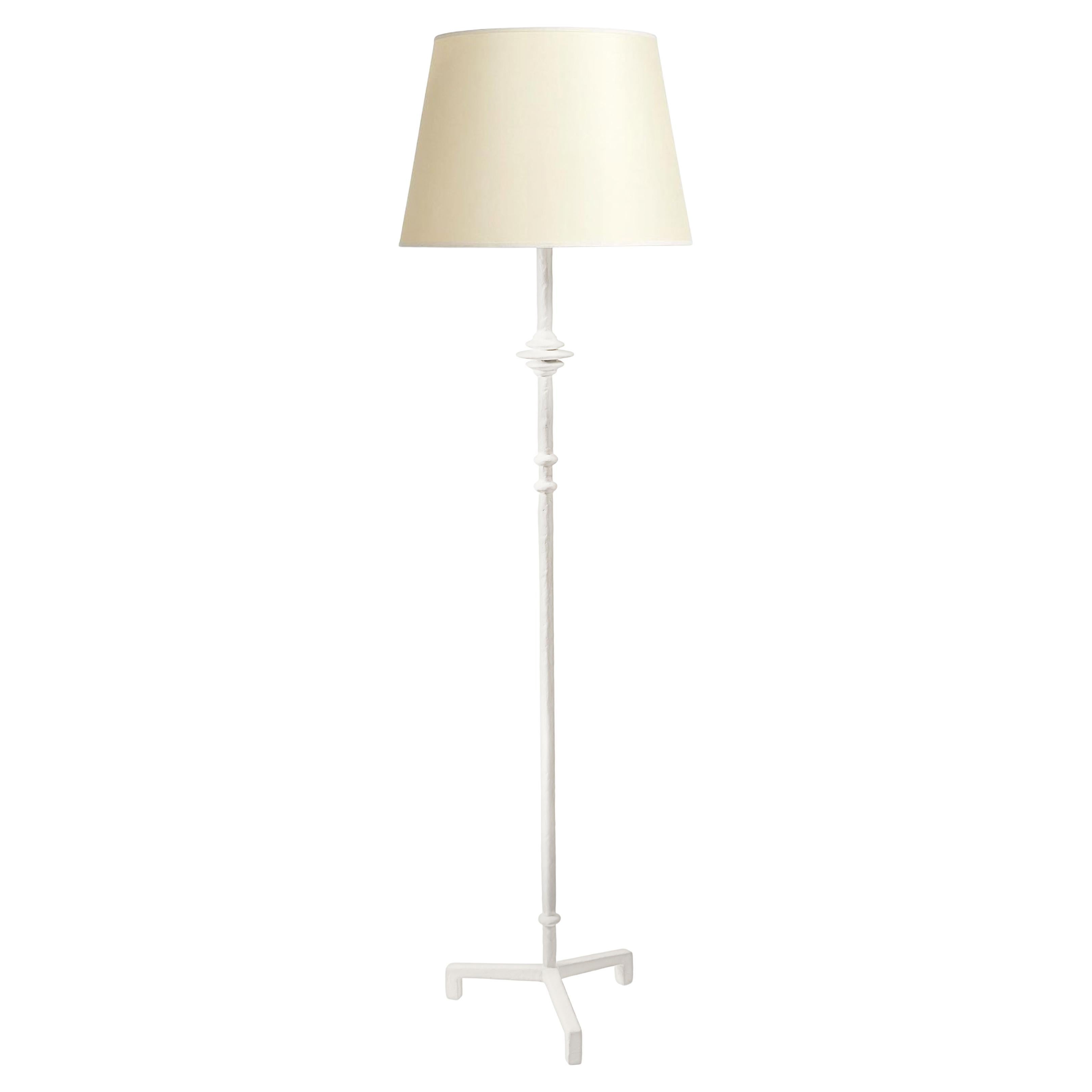 "Mittis" Sculptural Floor Lamp in White Plaster - Handcrafted, Minimalist