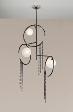 MITZAH Chandelier in Bronze, Glass & Marble Emily Del Bello x Blueprint Lighting