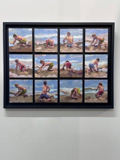 Beach Boys- 21st Century Contemporary Painting of boys playing on the beach