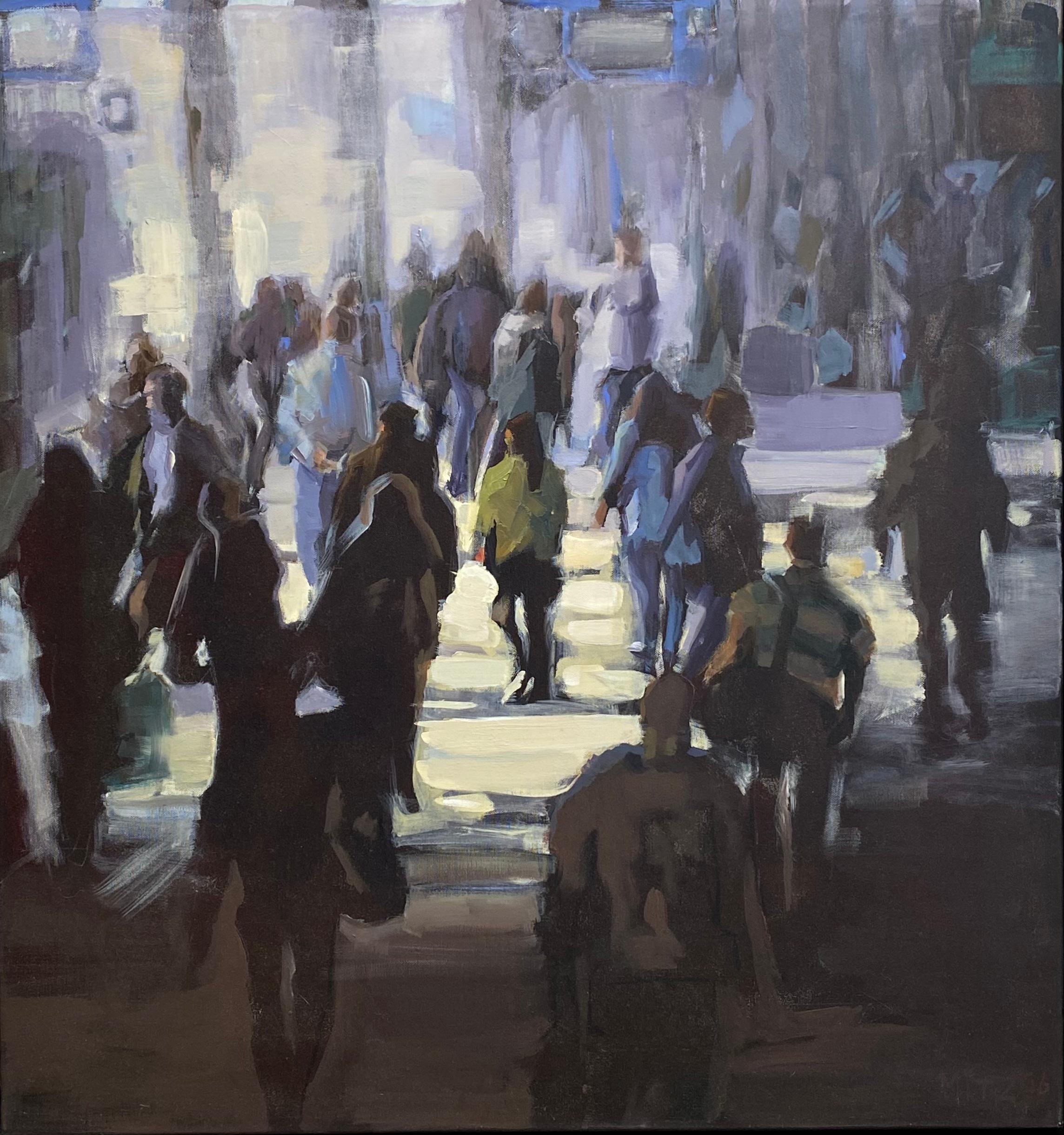 Crowd - 21st Century Contemporary Painting of a walking crowd