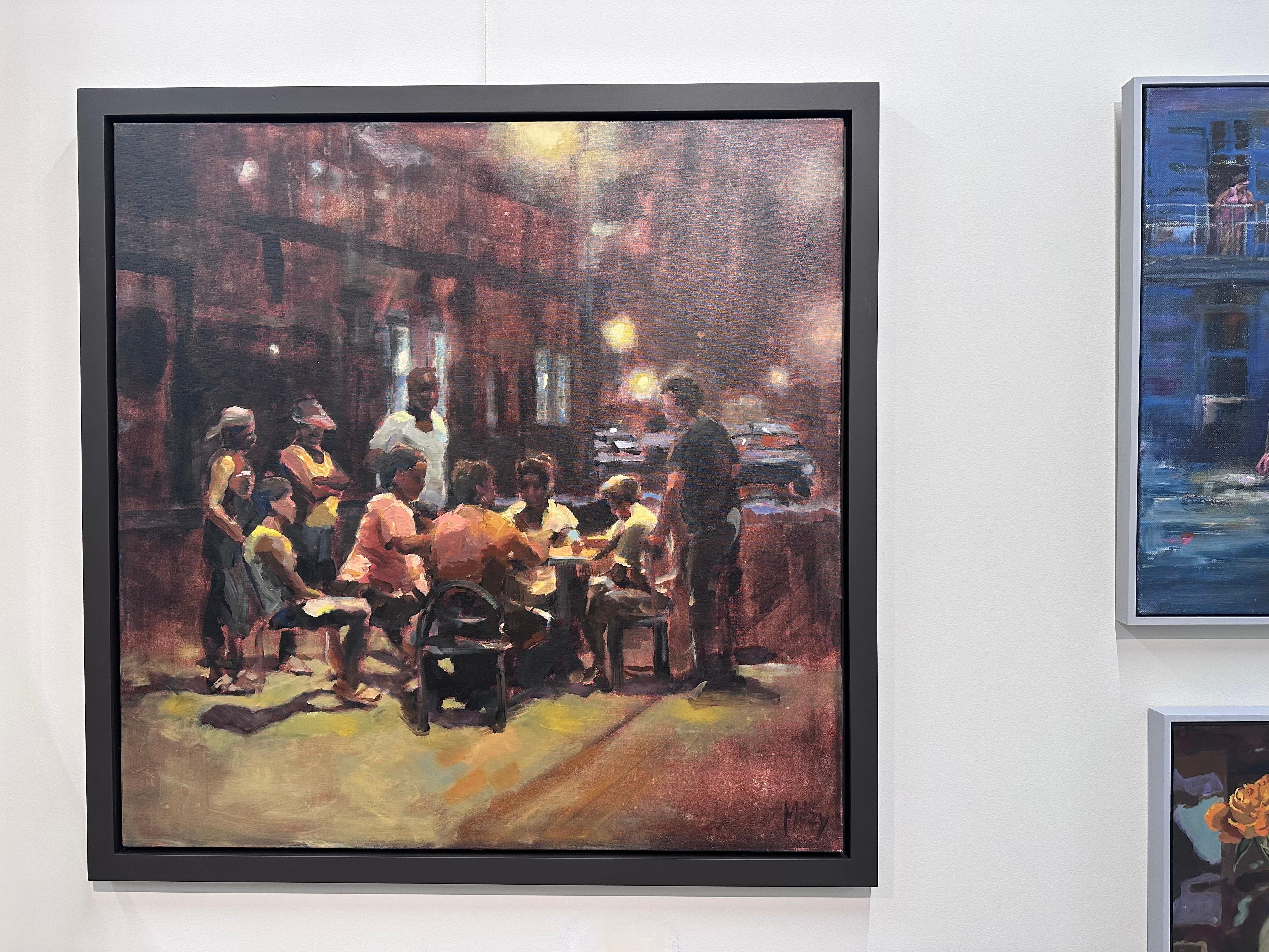 Cuban Games- 21st Century Contemporary Painting, of a group of people playing For Sale 1