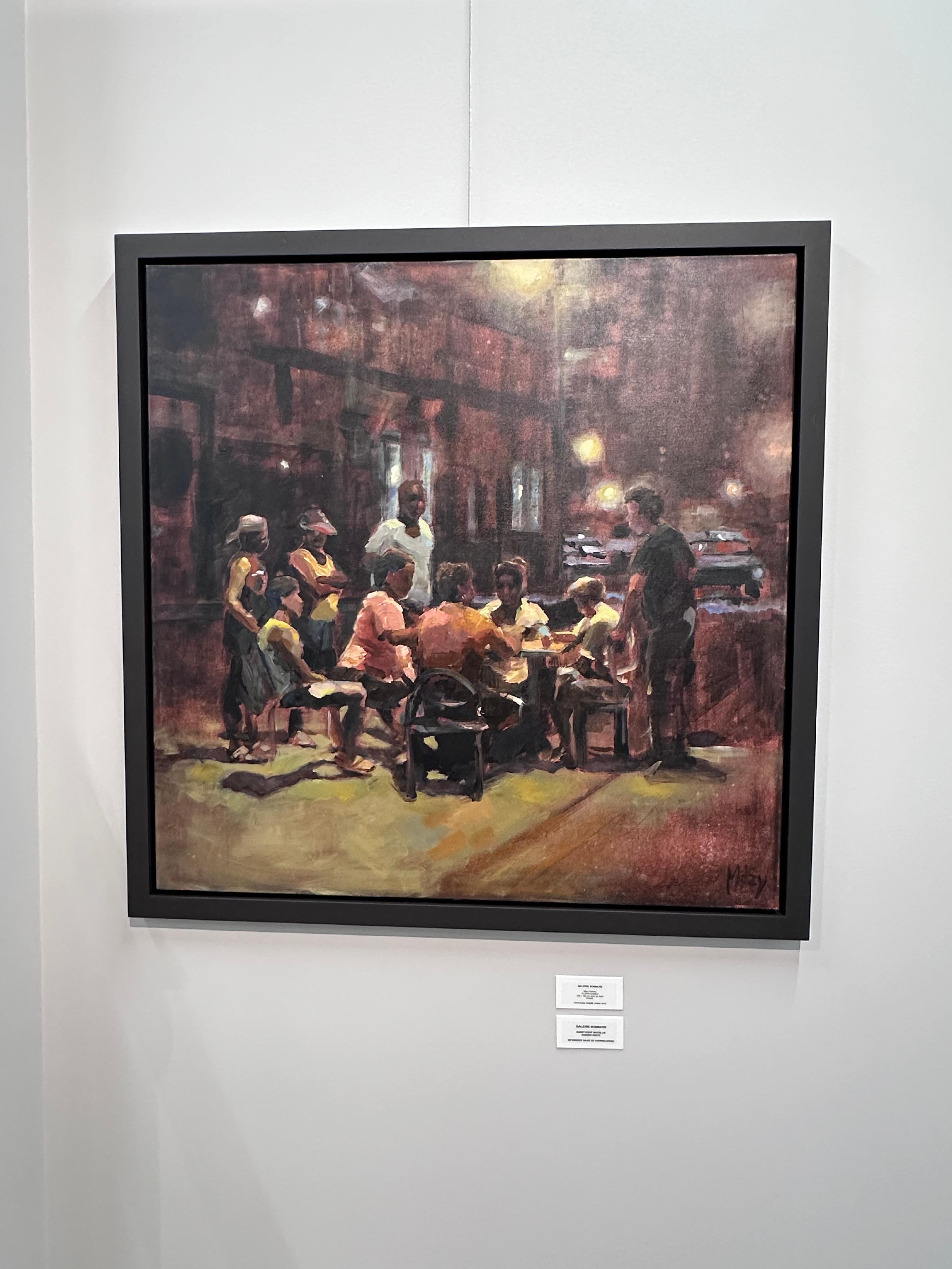 Cuban Games- 21st Century Contemporary Painting, of a group of people playing For Sale 3