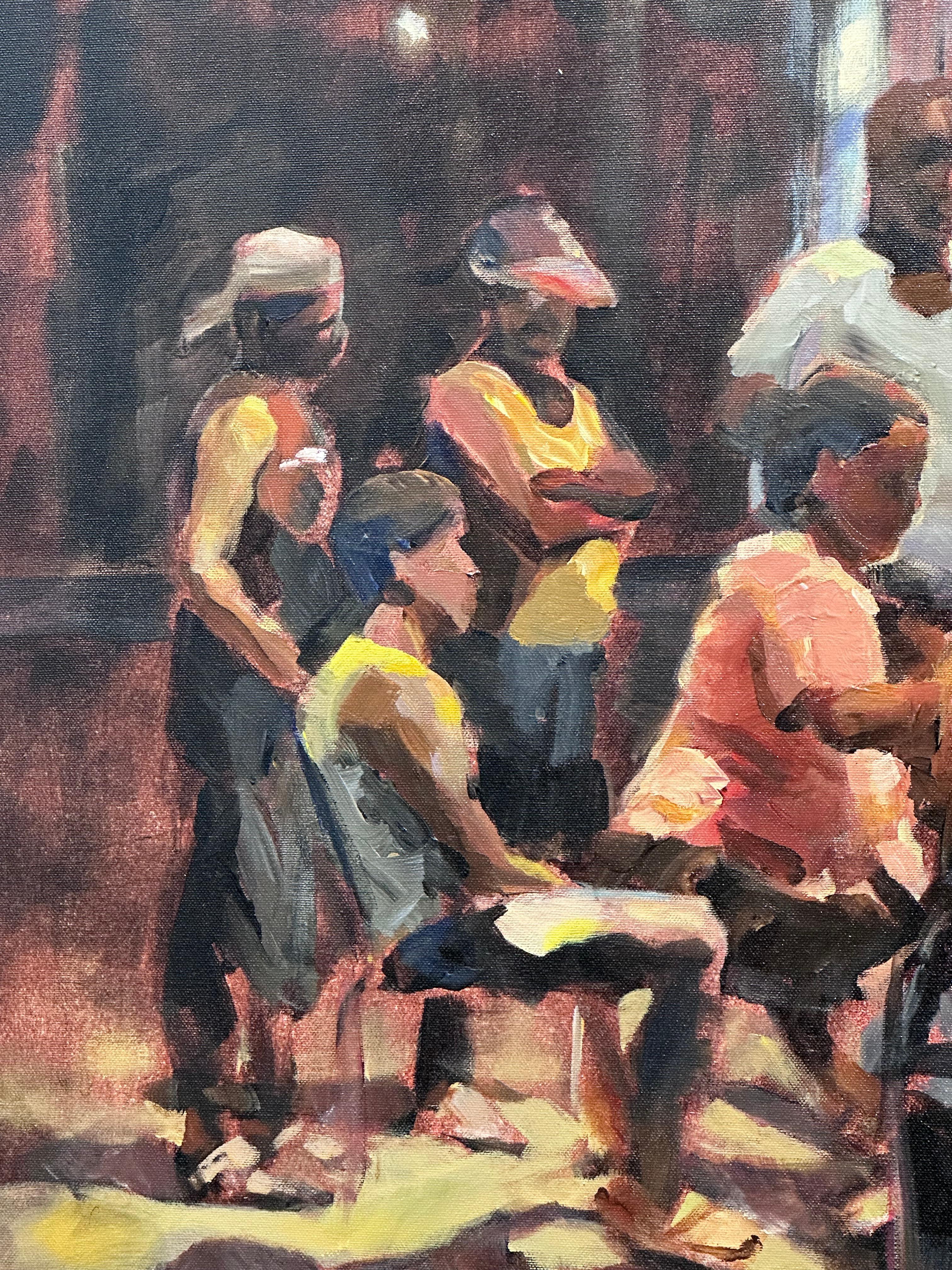 Cuban Games- 21st Century Contemporary Painting, of a group of people playing For Sale 4