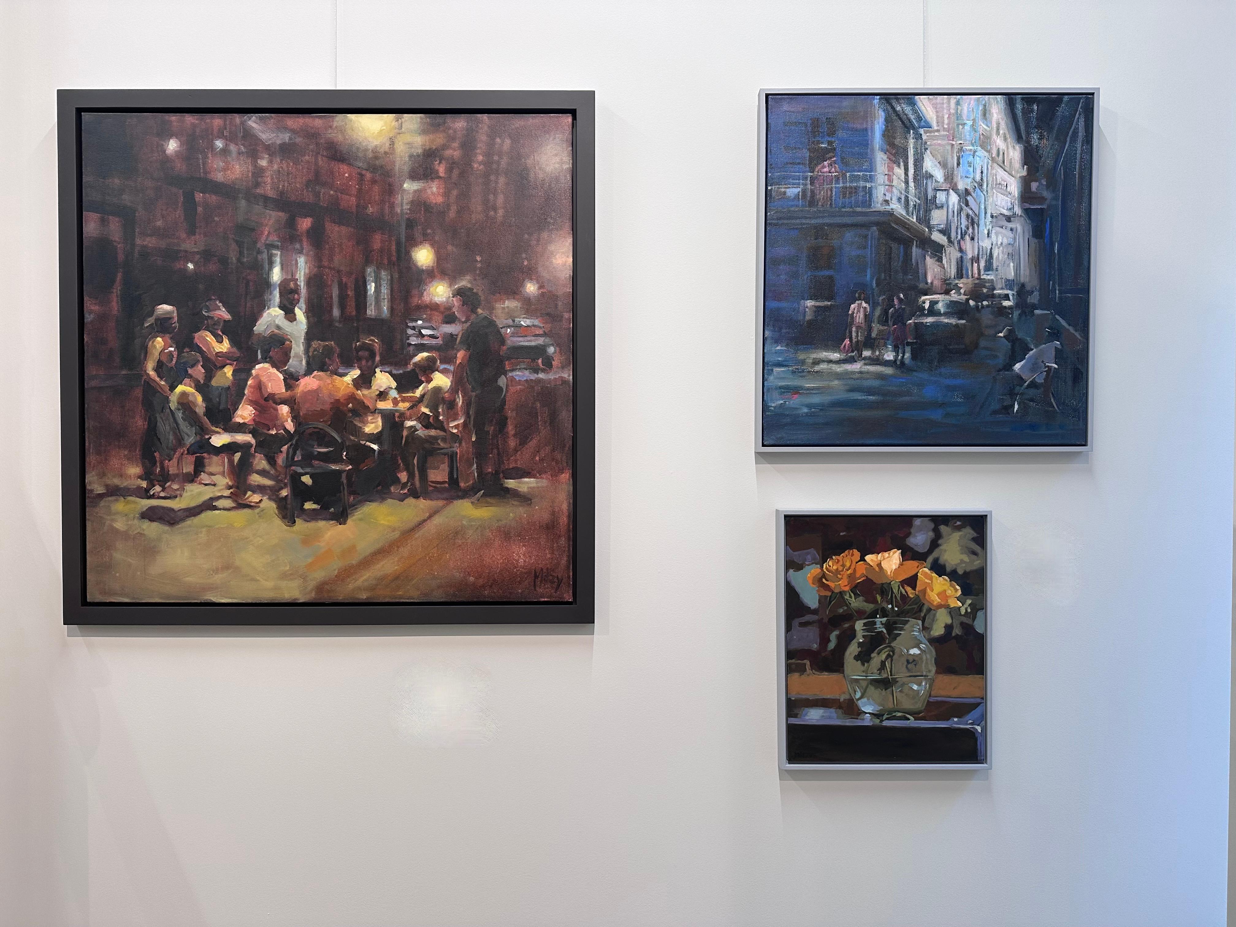 Calle de Cuba- Pintura Contemporánea del Siglo XXI, de un grupo de personas jugando - Painting de Mitzy Renooy