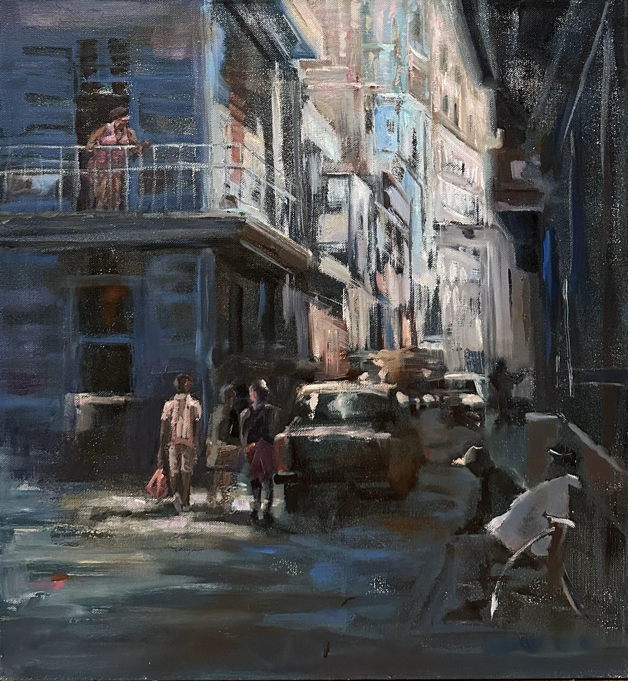 Mitzy Renooy Figurative Painting - Cuban Street- 21st Century Contemporary Painting, of a group of people playing