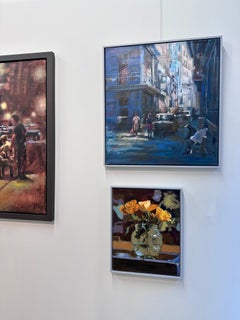 Orange Roses- 21st Century flower painting with yellow roses