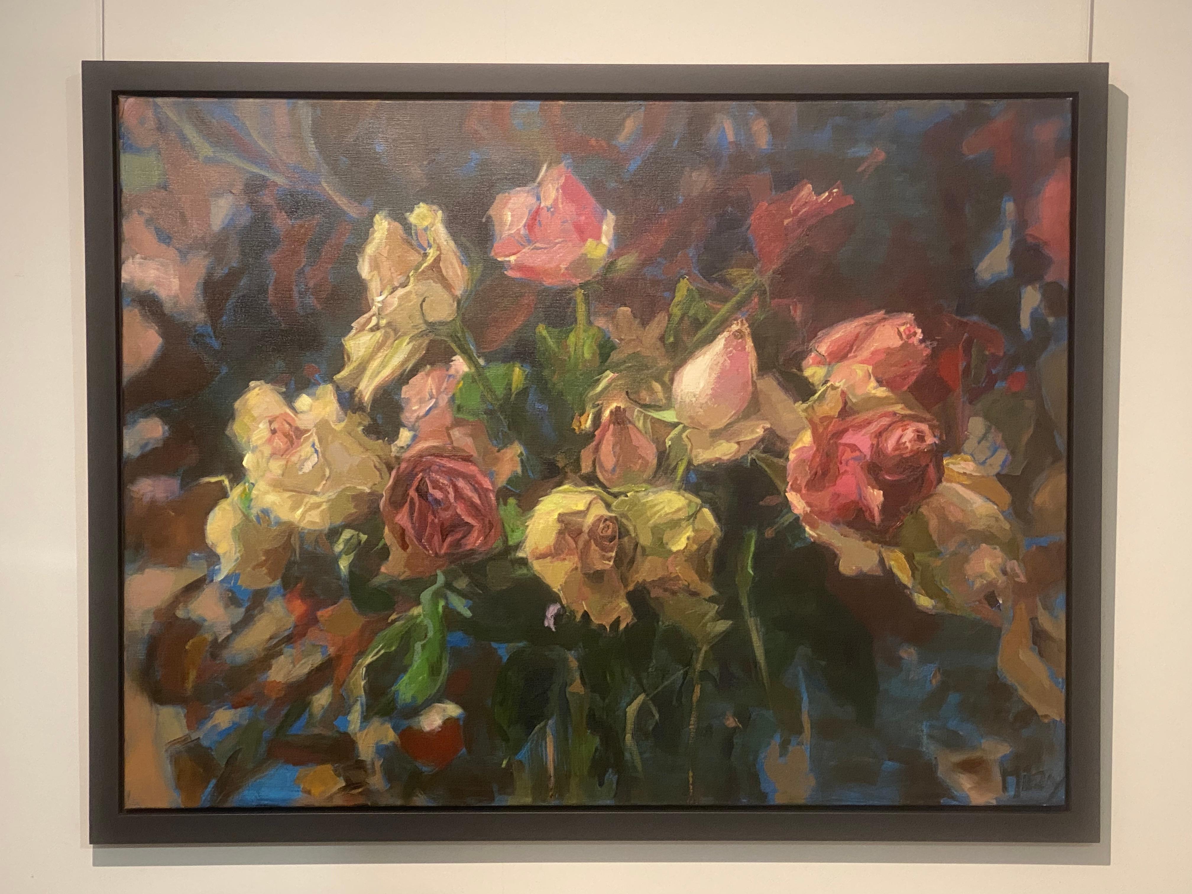 This strong painting 'Roses' is made by Dutch artist Mitzy Renooy.

Her well-performed yet loose touch allows light on the places that matter. With this she shows the essence of the work without being compelling. During the earlier exhibitions at