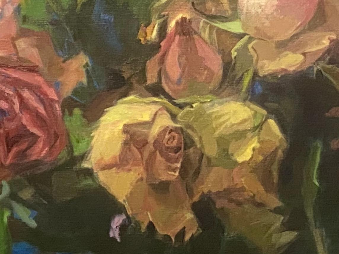 Roses- 21st Century Contemporary Acrylic Painting by Dutch Mitzy Renooy For Sale 1