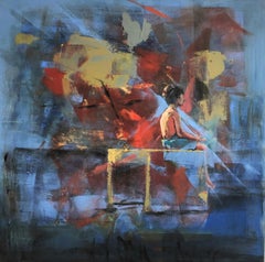 The Meditator - 21st Century Contemporary Painting of a meditating boy