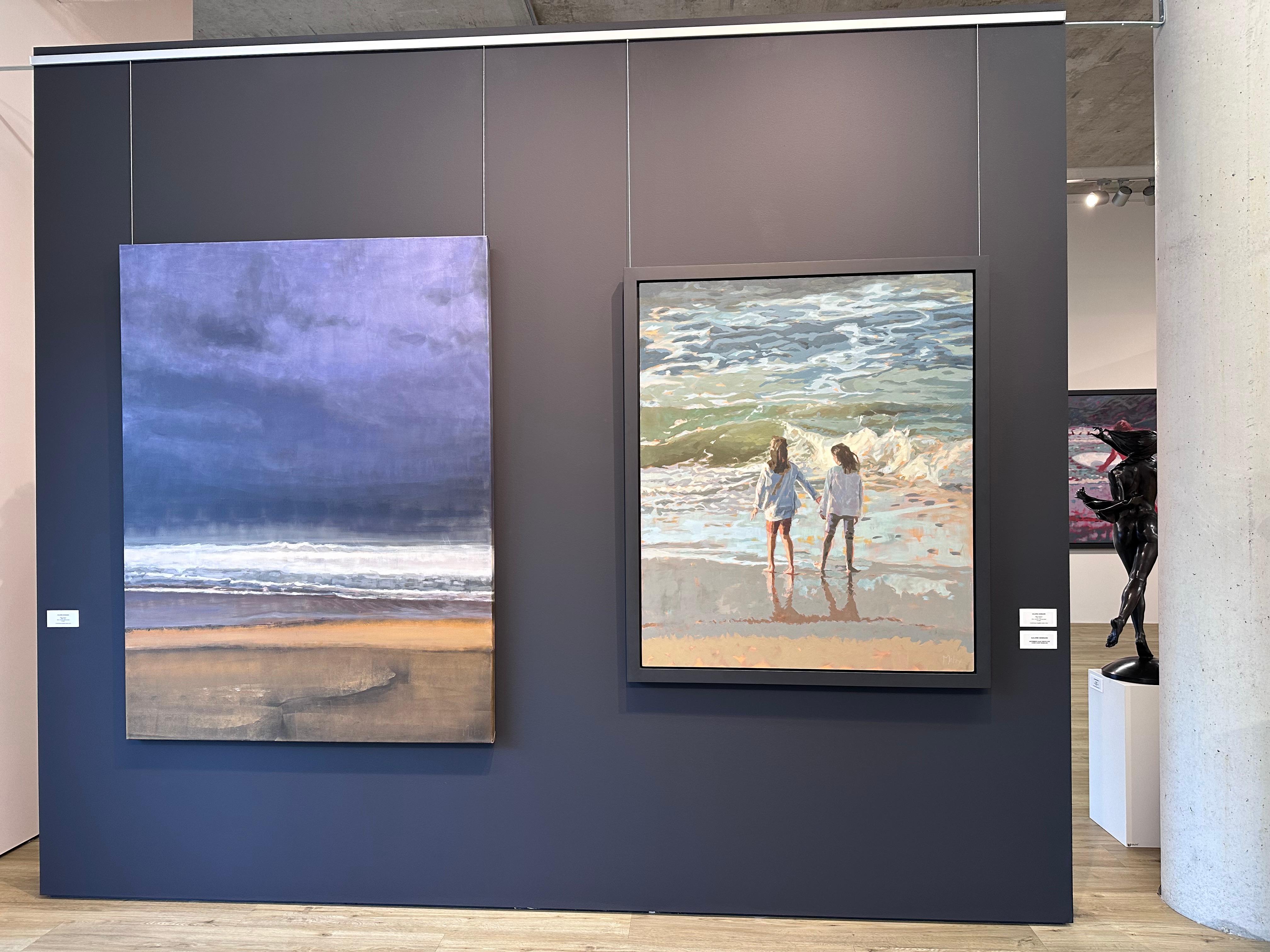 The Sea- 21st Century Contemporary Painting of two girls standing on the beach For Sale 2