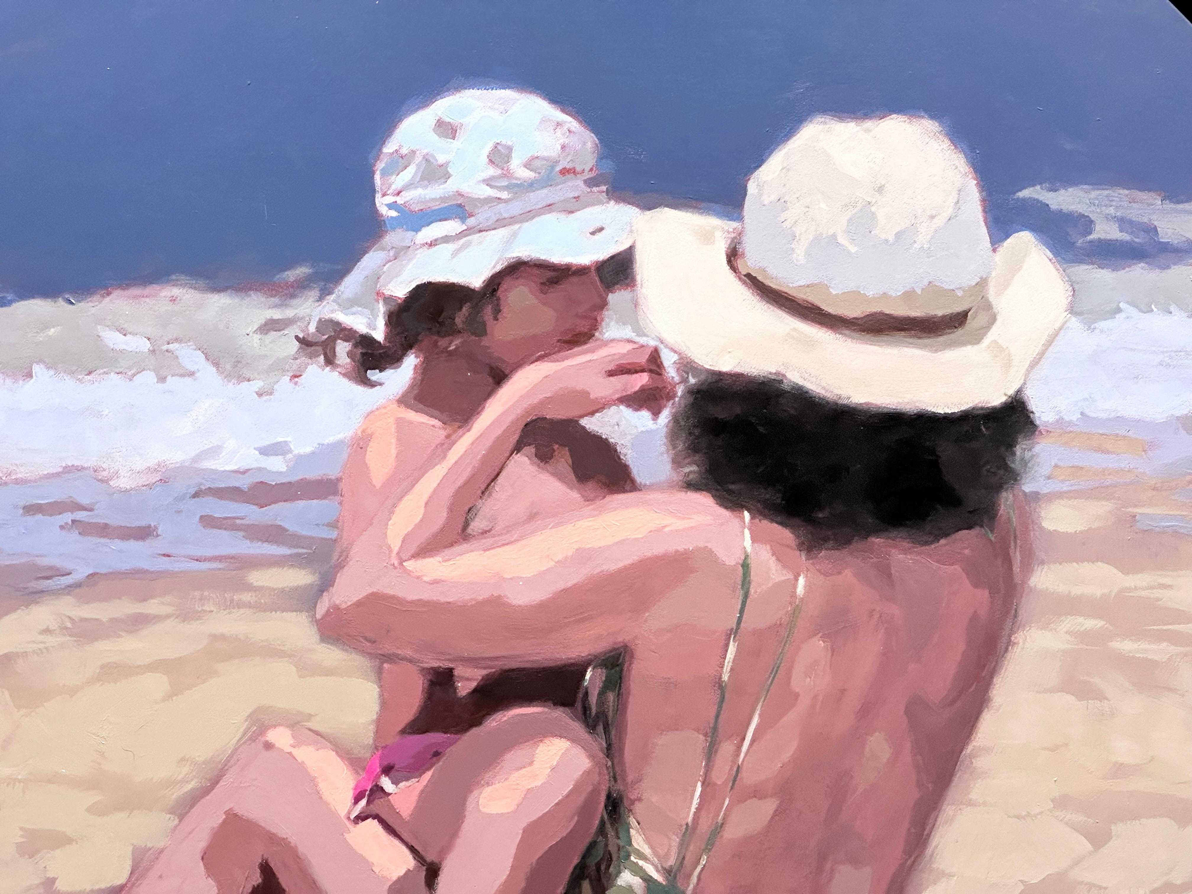 Together again- 21st Century Contemporary Painting, mother with child on a beach For Sale 2