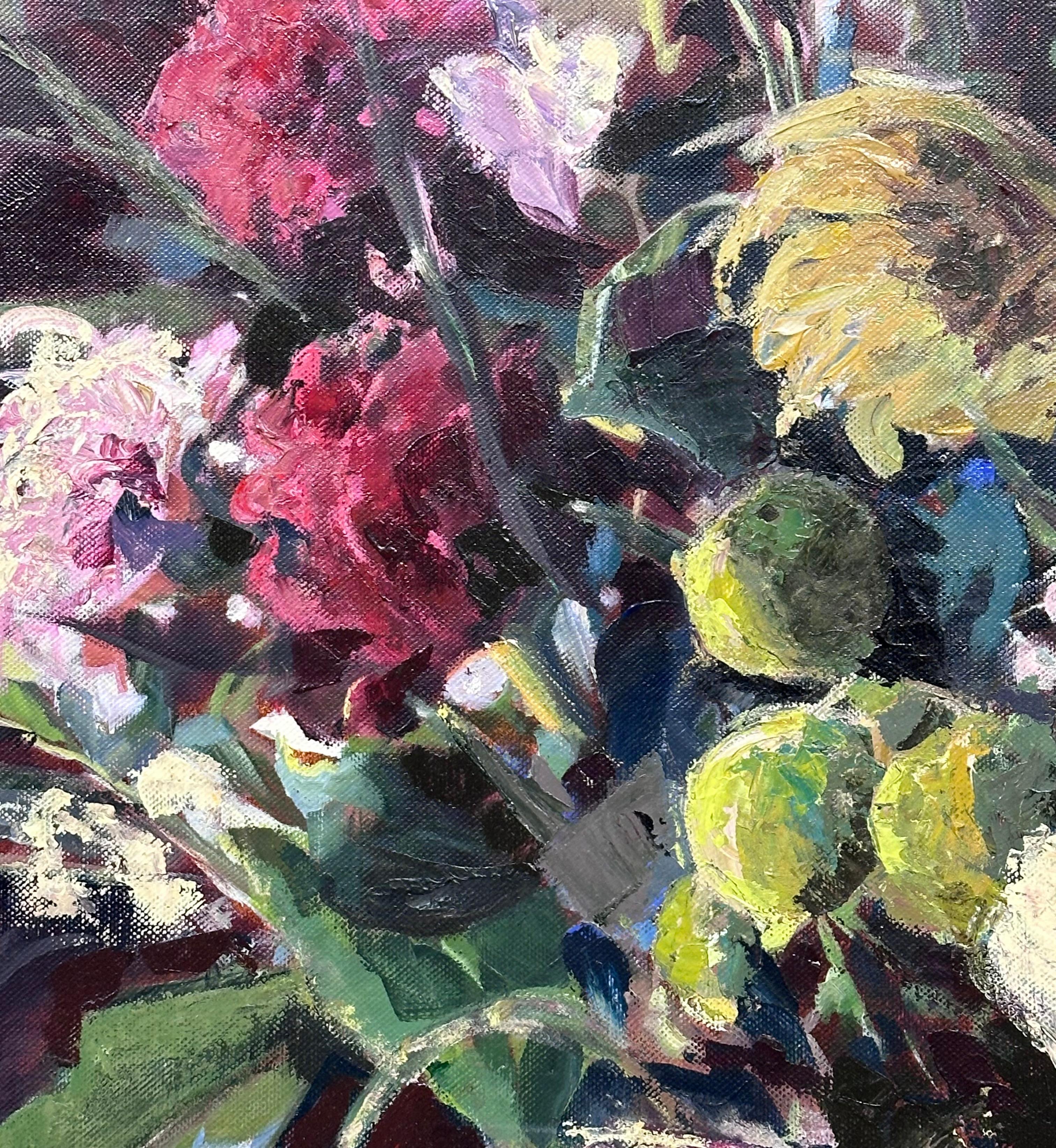 Wild Flowers- 21st Century Contemporary Painting, of a bouquet with flowers For Sale 3