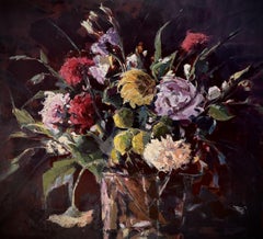 Fleurs sauvages - Peinture contemporaine du 21e siècle, d'un bouquet de fleurs