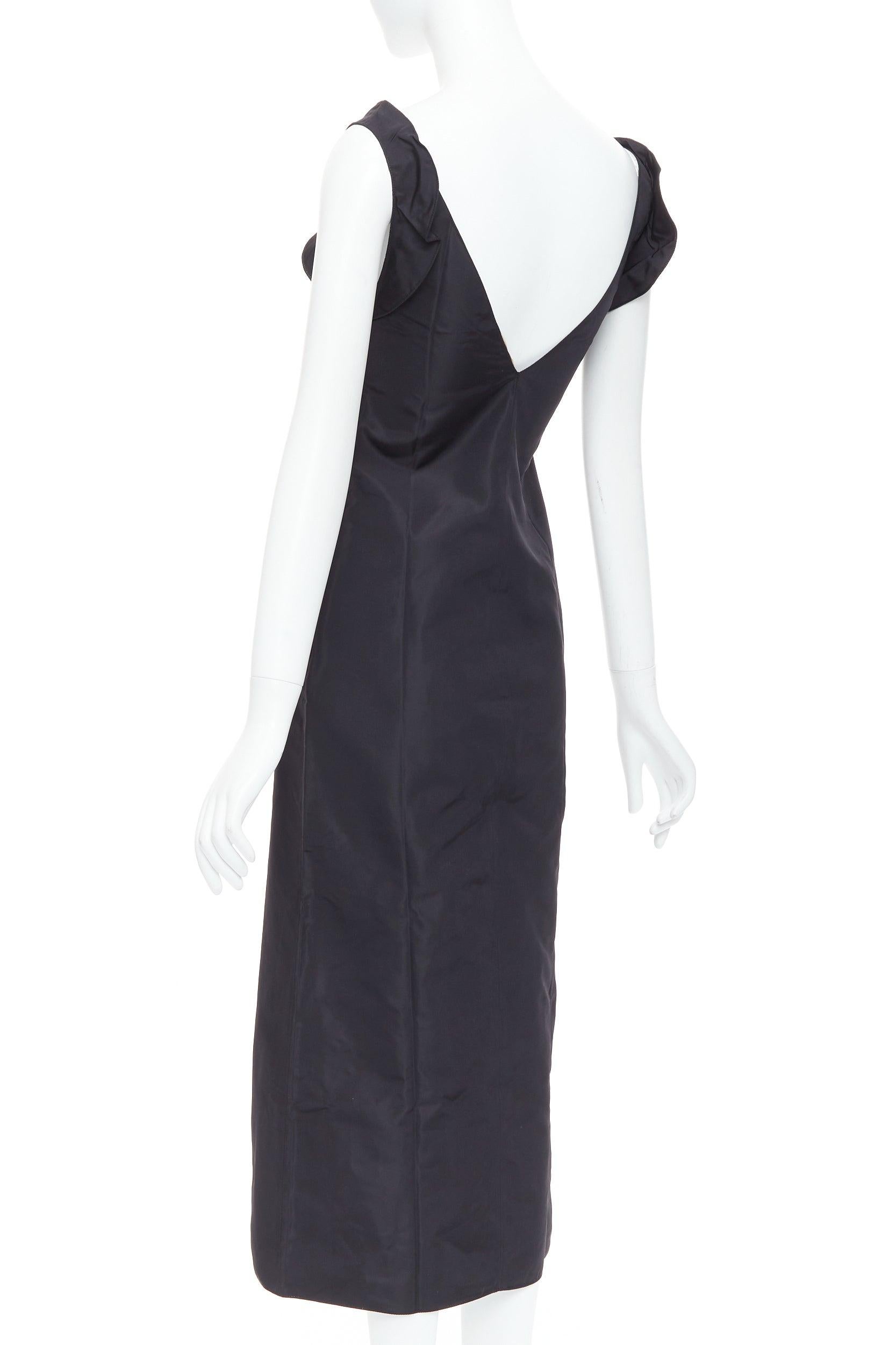MIU MIU 1990s Vintage black silk blend ruffle strap V back dress IT38 XS 2