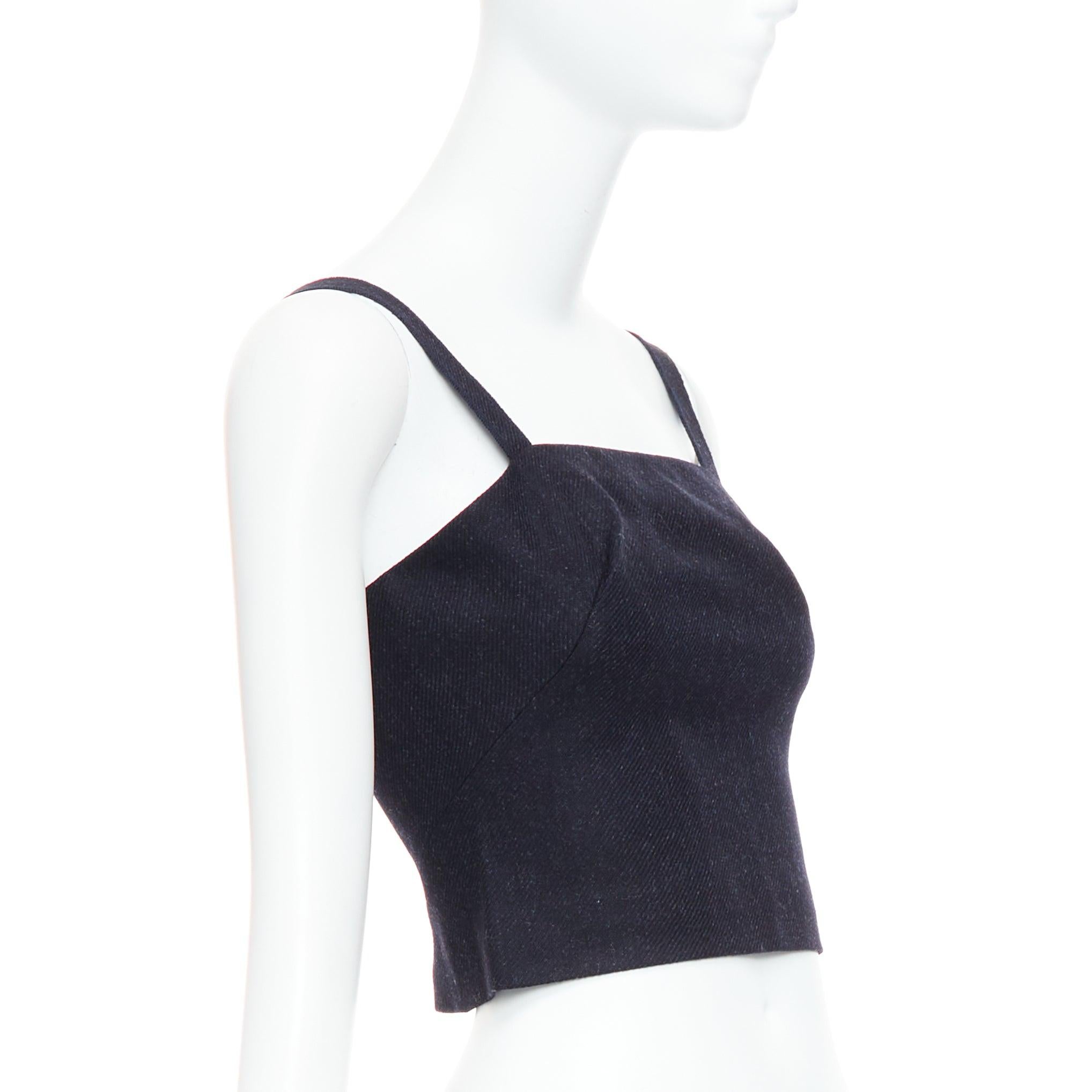 Nero MIU MIU 1998 Vintage Runway in pile di lana grigio antracite top bustier IT38 XS in vendita