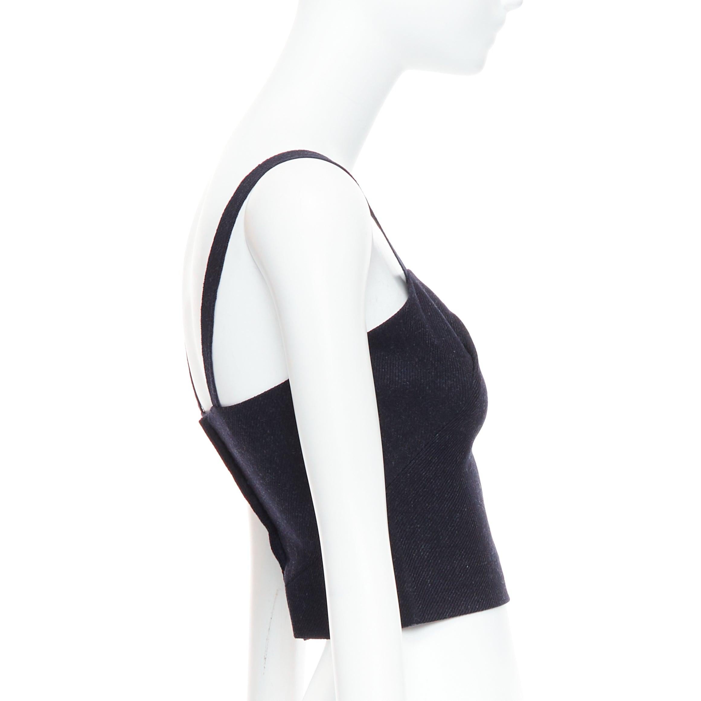 MIU MIU 1998 Vintage Runway in pile di lana grigio antracite top bustier IT38 XS In condizioni ottime in vendita a Hong Kong, NT