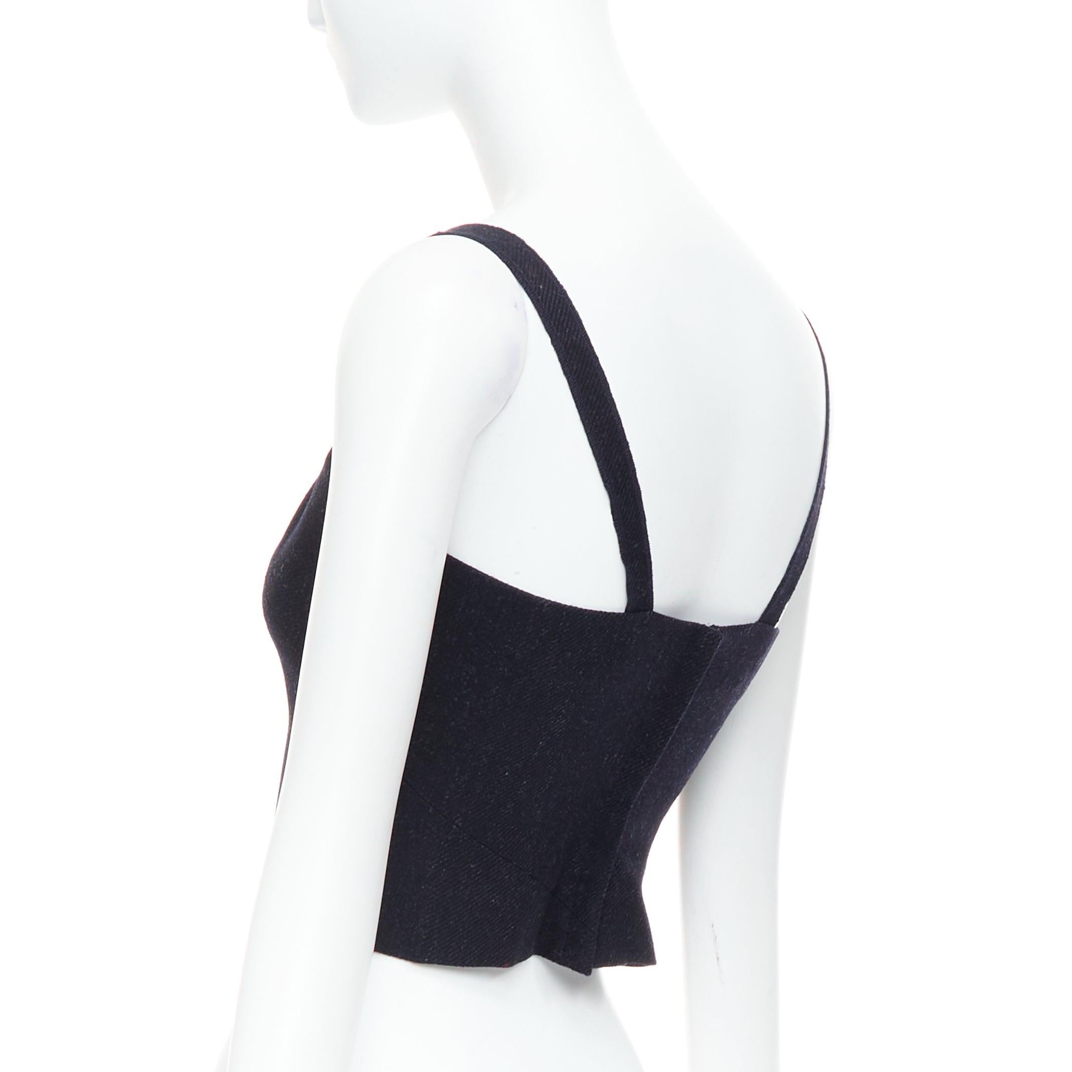 MIU MIU 1998 Vintage Runway in pile di lana grigio antracite top bustier IT38 XS in vendita 1