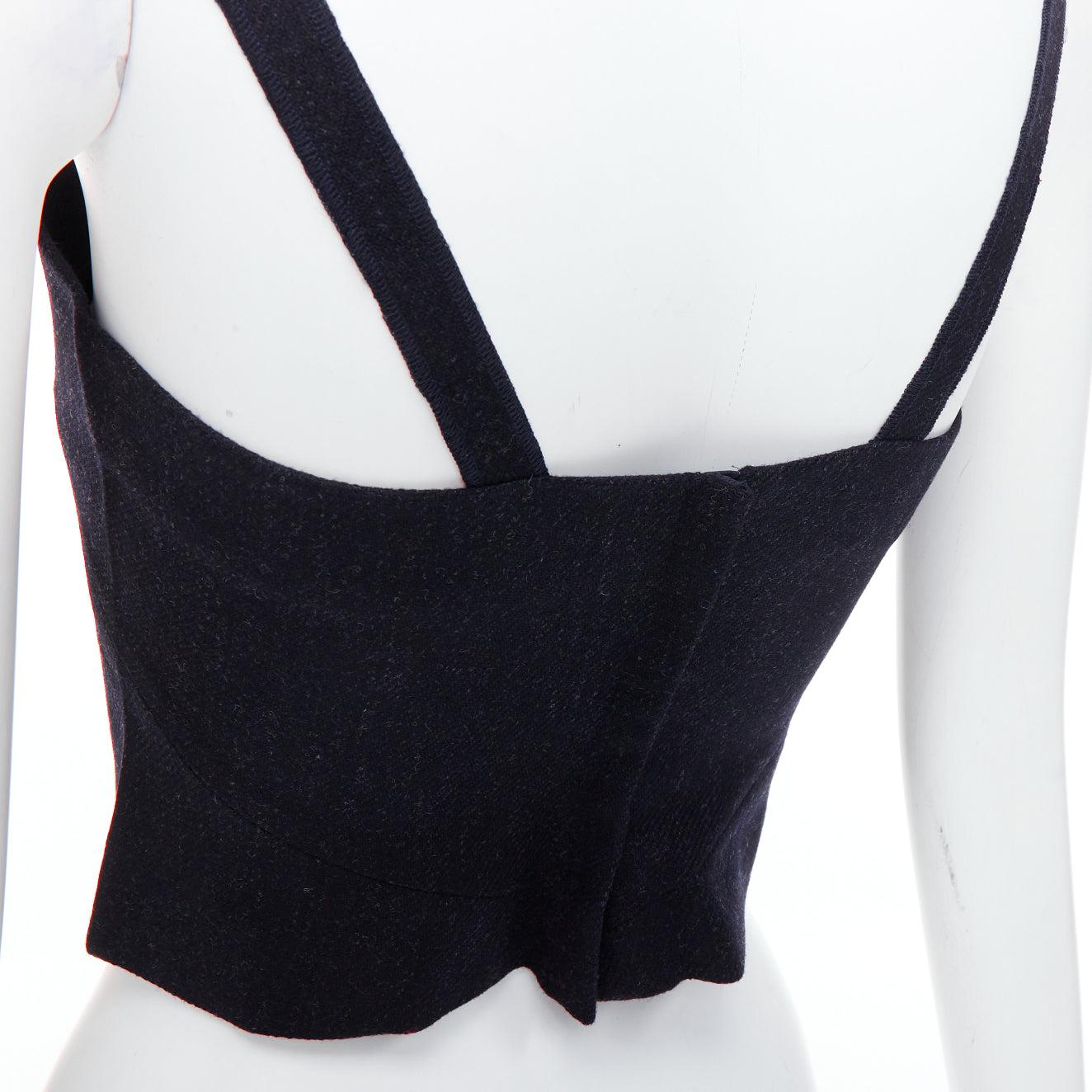 MIU MIU 1998 Vintage Runway in pile di lana grigio antracite top bustier IT38 XS in vendita 2