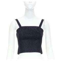 MIU MIU 1998 Vintage Runway laine polaire gris anthracite top bustier IT38 XS