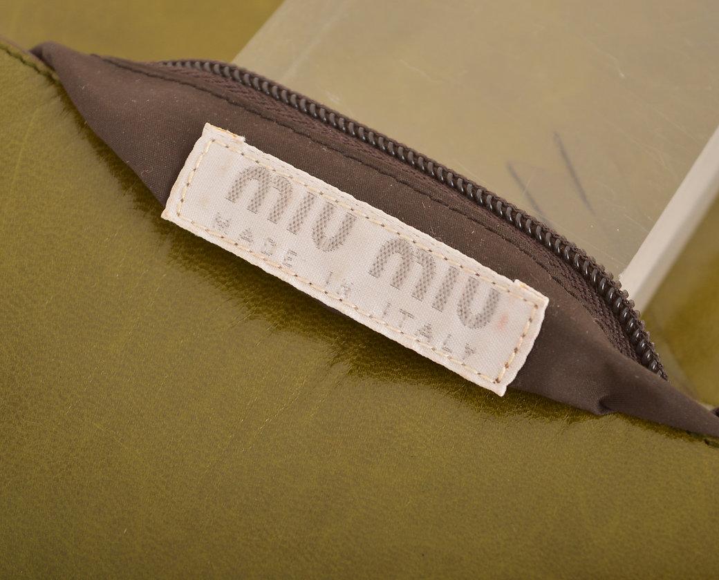 Miu Miu 1999 Olive Green Leather y2k Tactical Messenger Body Bag  3