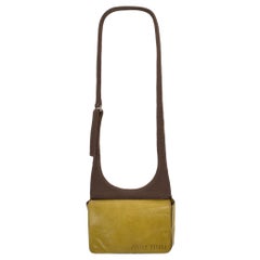 Vintage Miu Miu 1999 Olive Green Leather y2k Tactical Messenger Body Bag