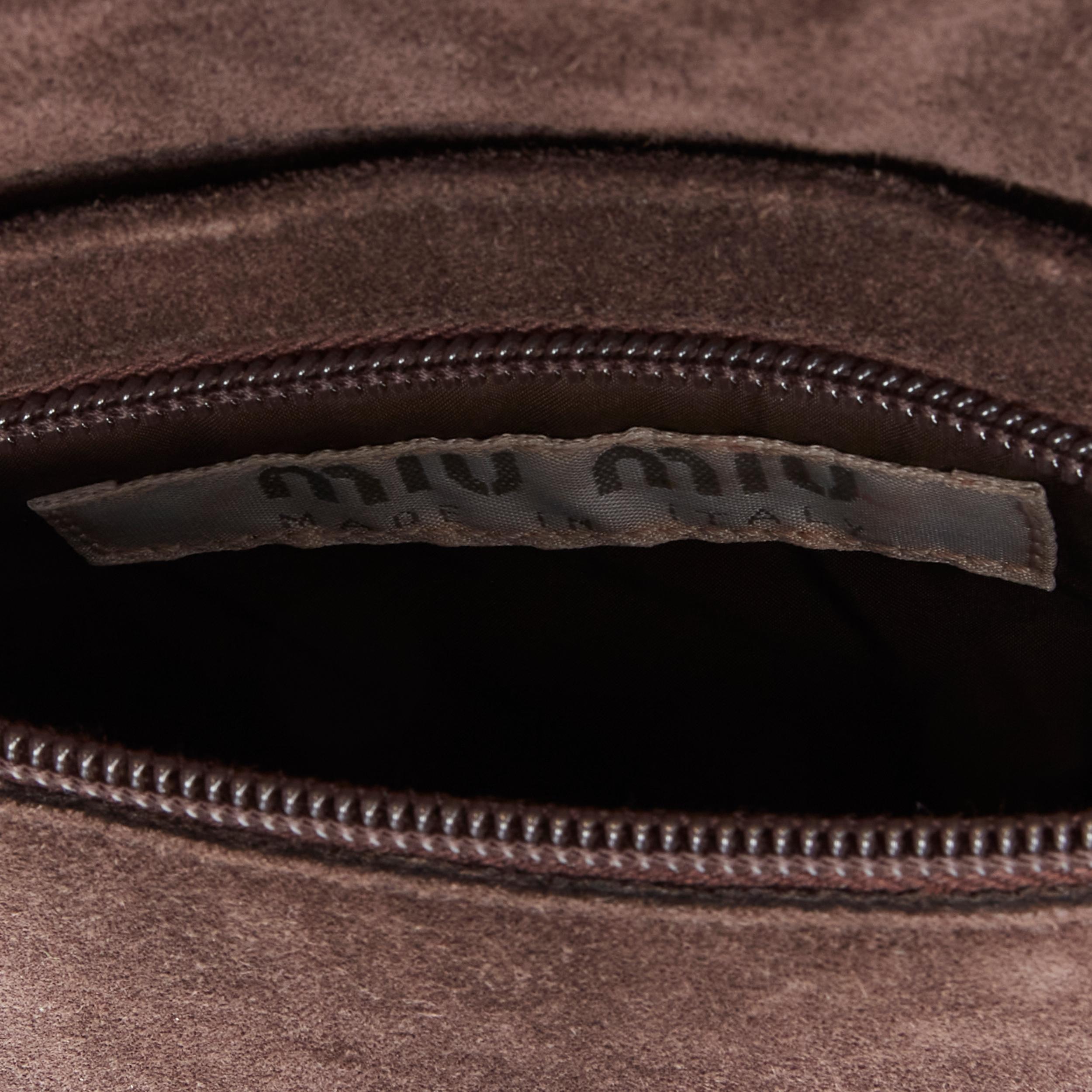 Women's MIU MIU 1999 Runway brown suede leather logo emboss waist belt bag
