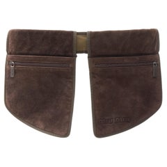 MIU MIU 1999 Runway brown suede leather logo emboss waist belt bag