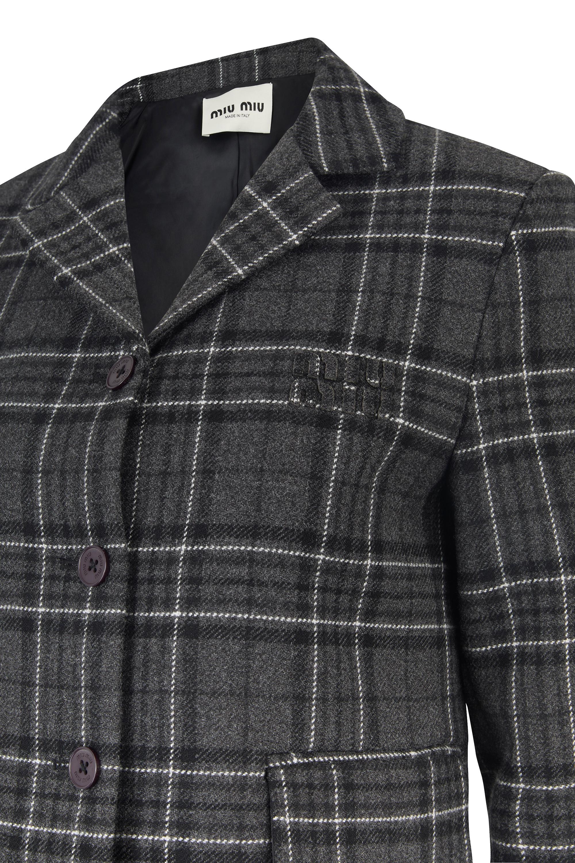 Black Miu Miu 2000's Grey Wool Cropped Jacket For Sale