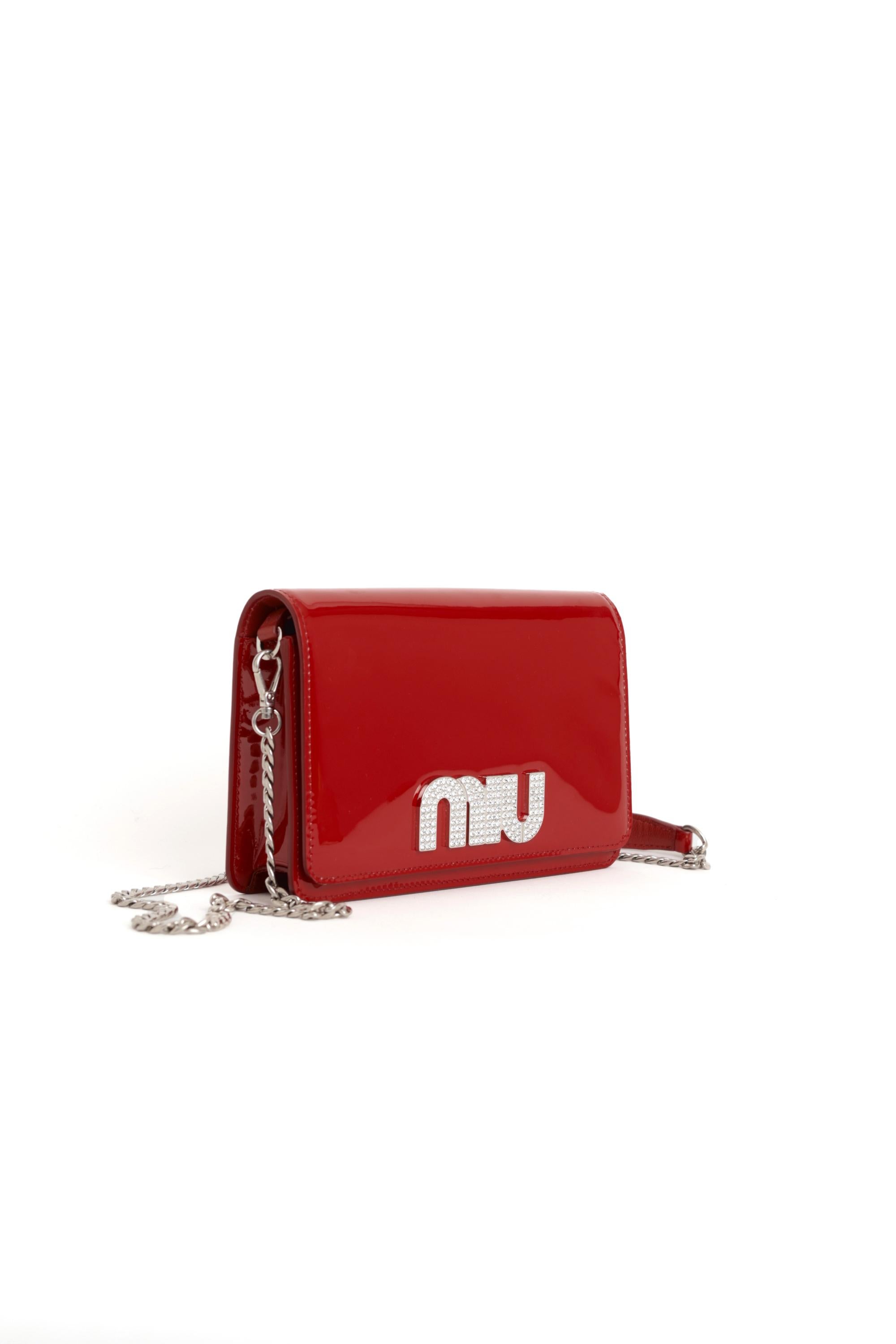 Red Miu Miu 2000’s Patent Leather Crossbody Bag For Sale