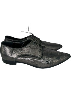 Miu Miu 2000's Pointed Waxed Silver Shoes