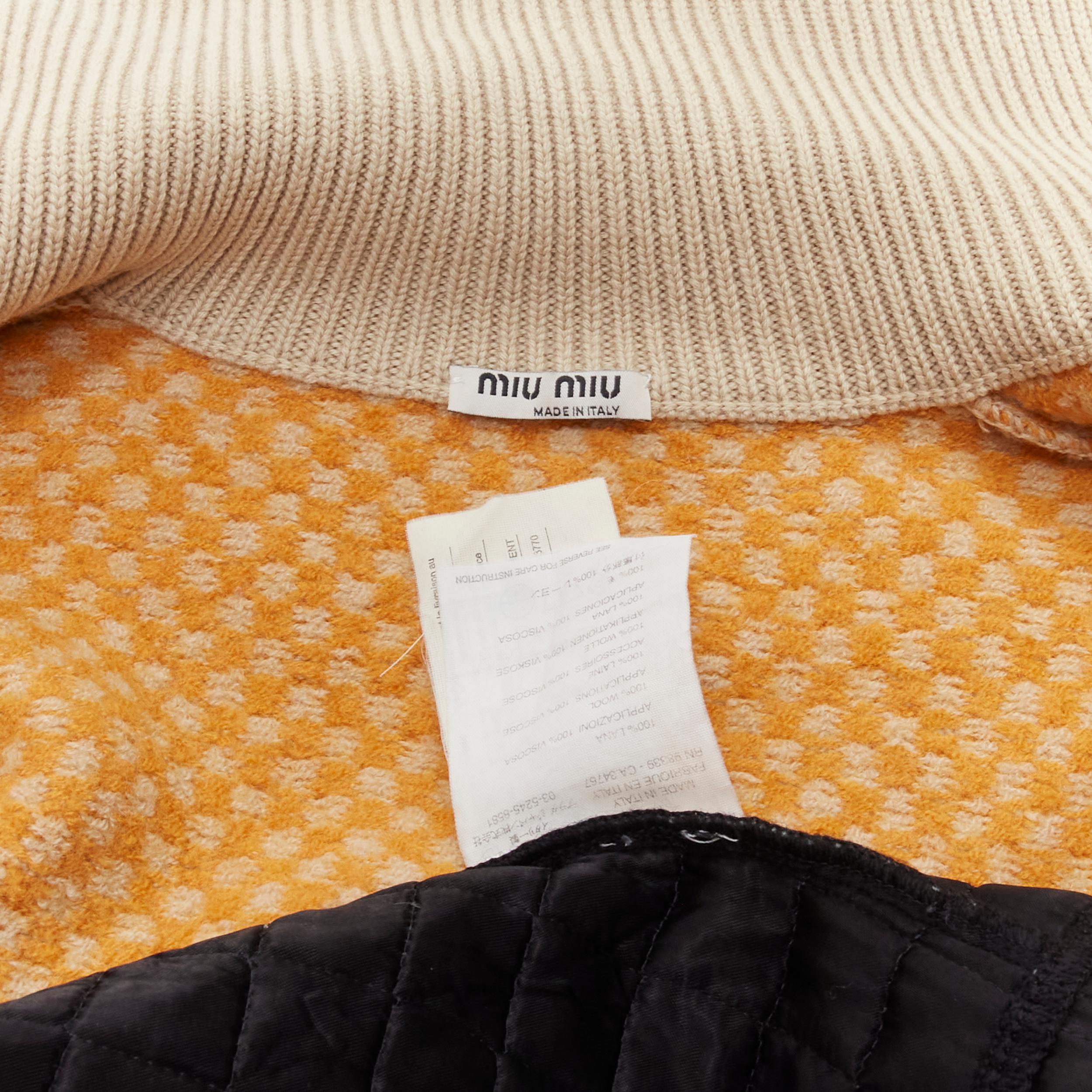 MIU MIU 2001 Vintage Runway wool logo abstract print quilted jacket IT40 S For Sale 5