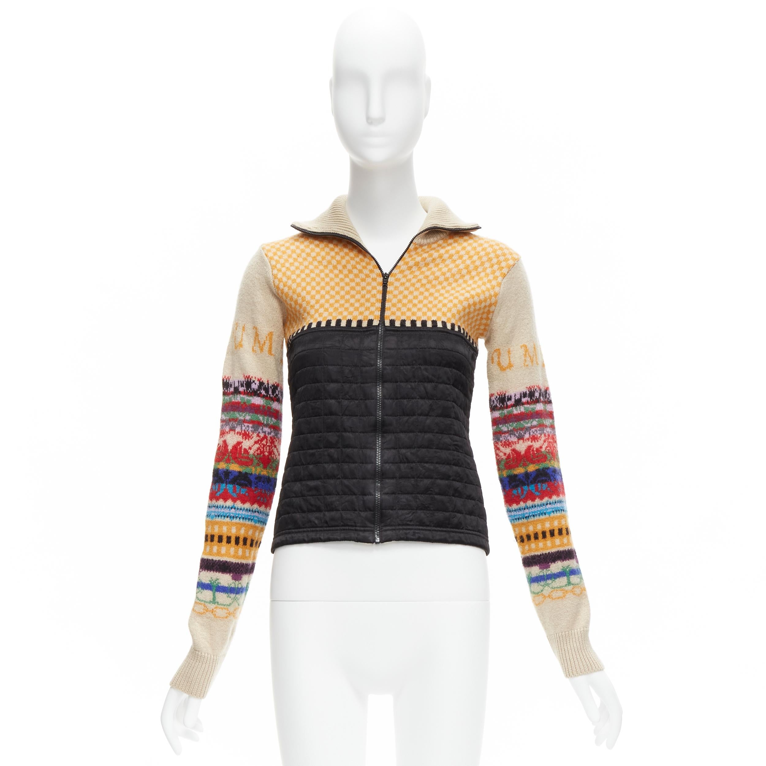 MIU MIU 2001 Vintage Runway wool logo abstract print quilted jacket IT40 S 6