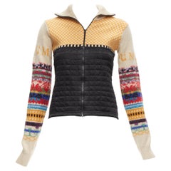 MIU MIU 2001 Vintage Runway wool logo abstract print quilted jacket IT40 S
