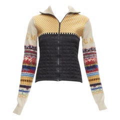 MIU MIU 2001 Vintage Runway chaqueta acolchada con logo de lana y estampado abstracto IT40 S