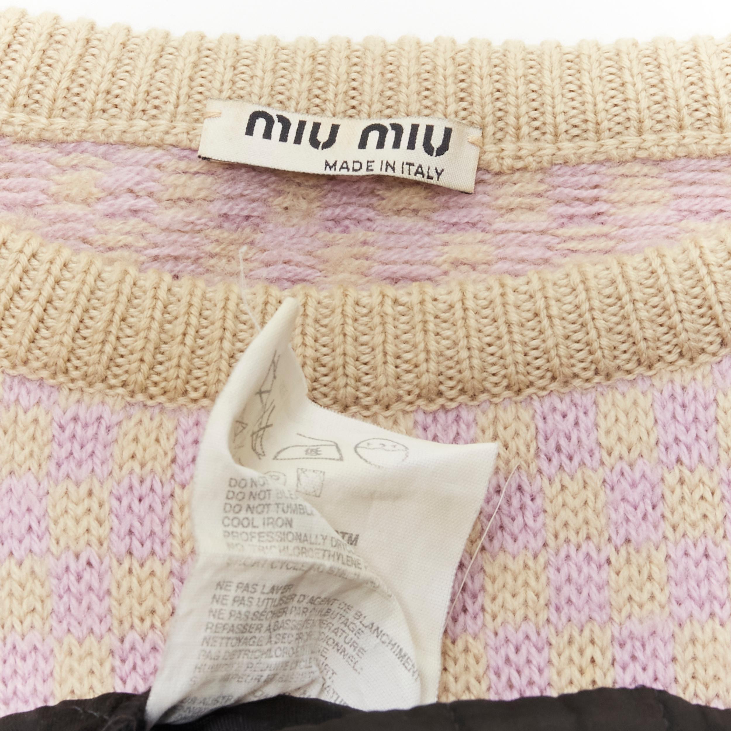 MIU MIU 2002 Vintage Look 16 colorful wool sleeve quilted nylon sweater IT40 6